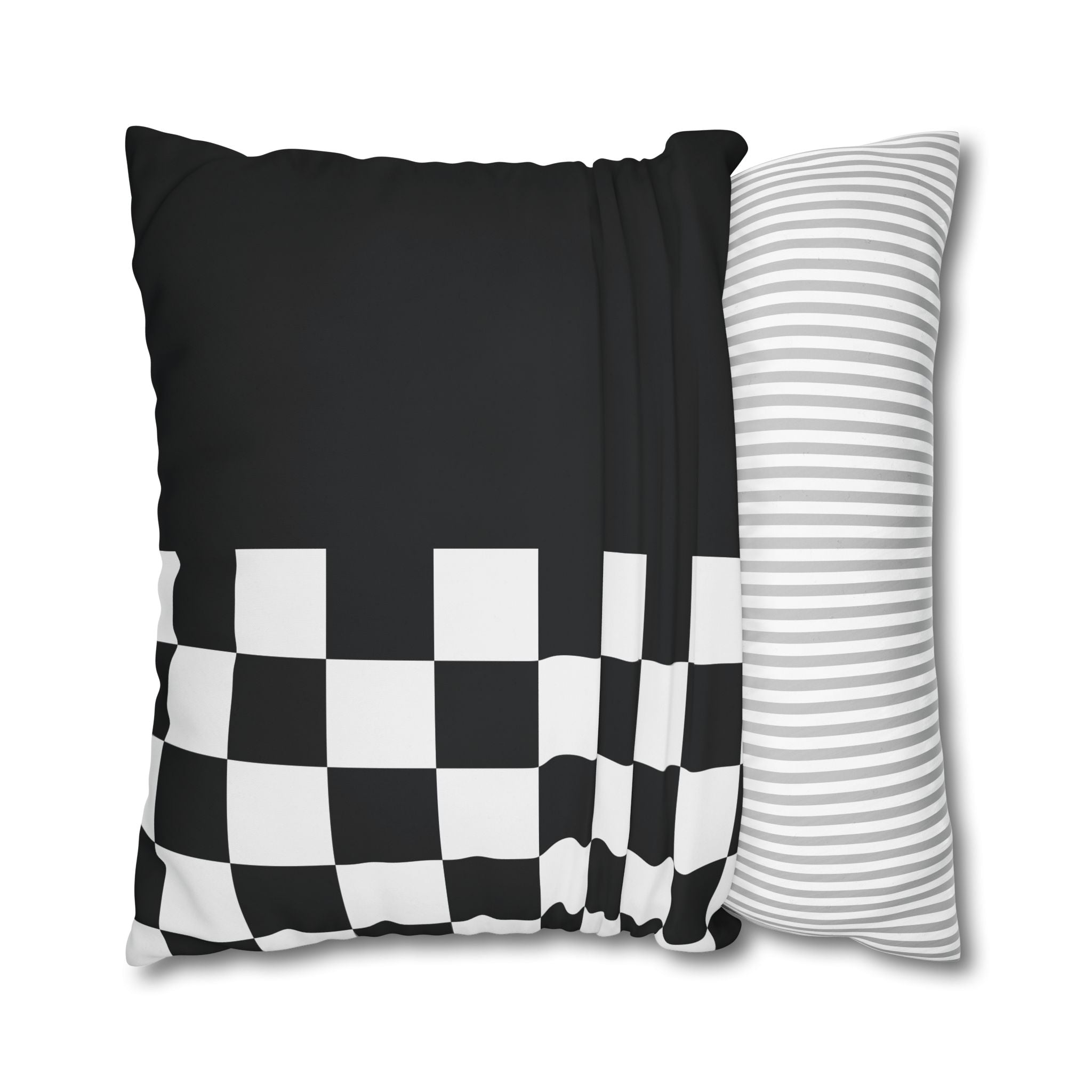 Abstract Checkered Pillowcase - Black & White