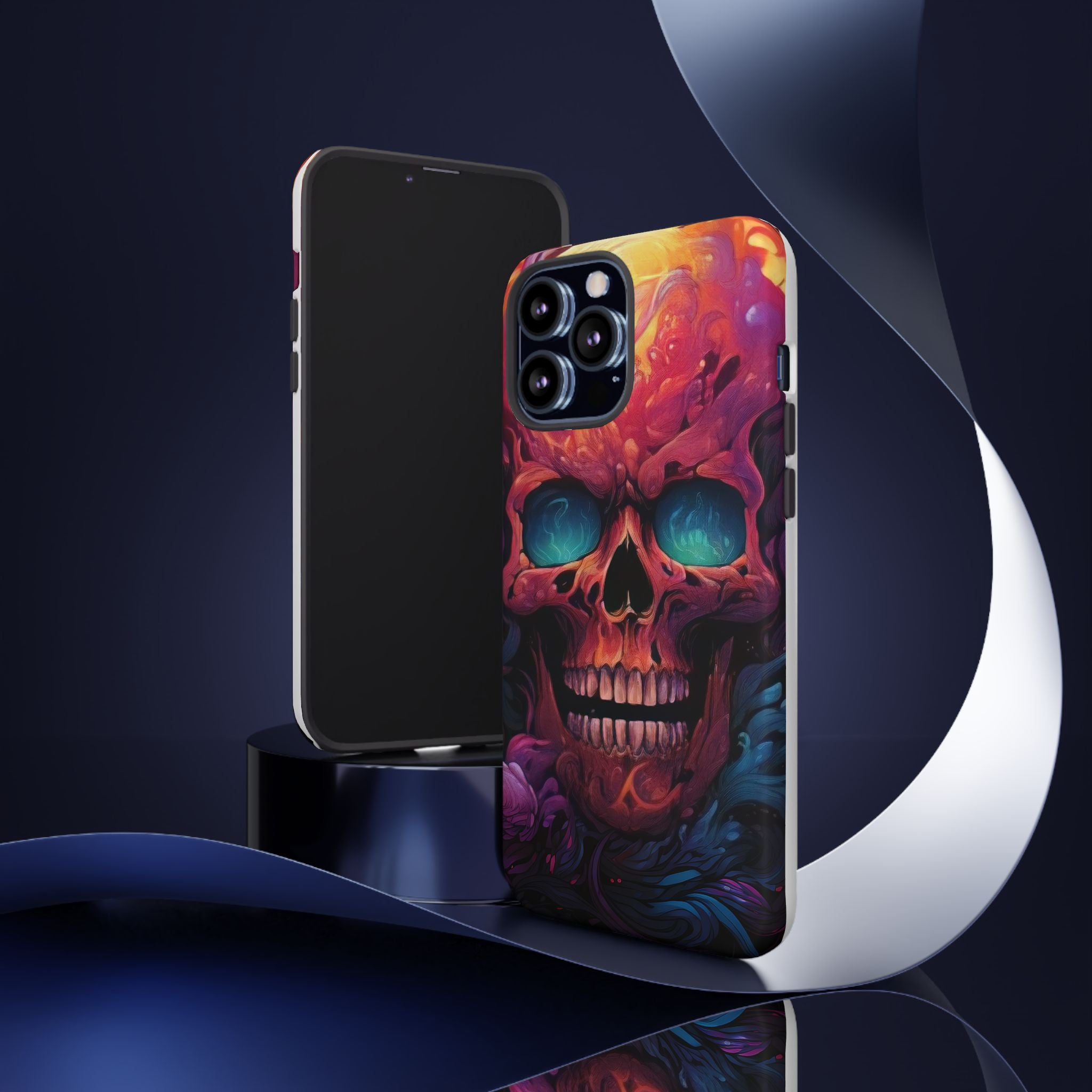 Fiery Skull Hexagon iPhone Case - Rugged Texture