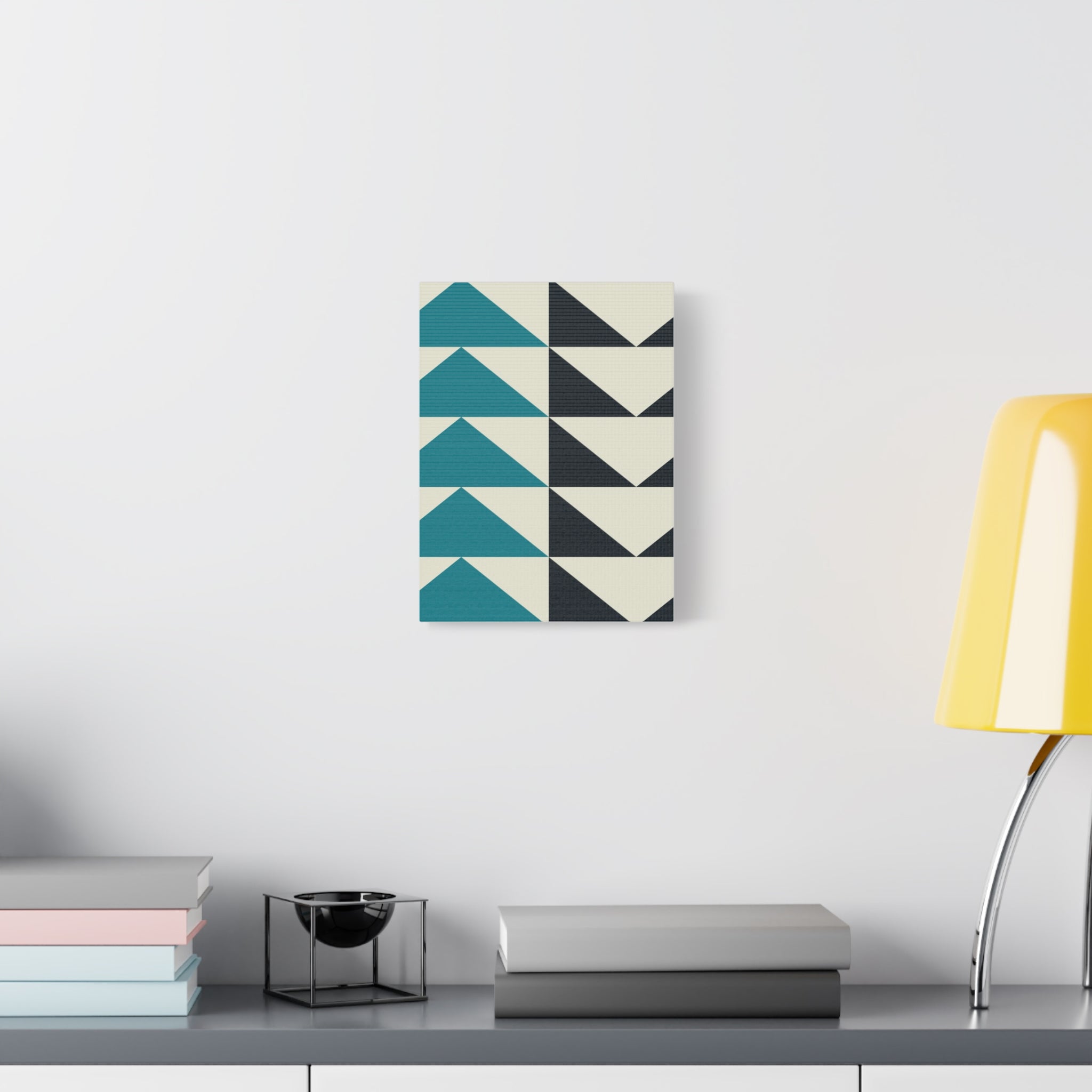 Geometric Triangle Canvas Art - Teal & Black