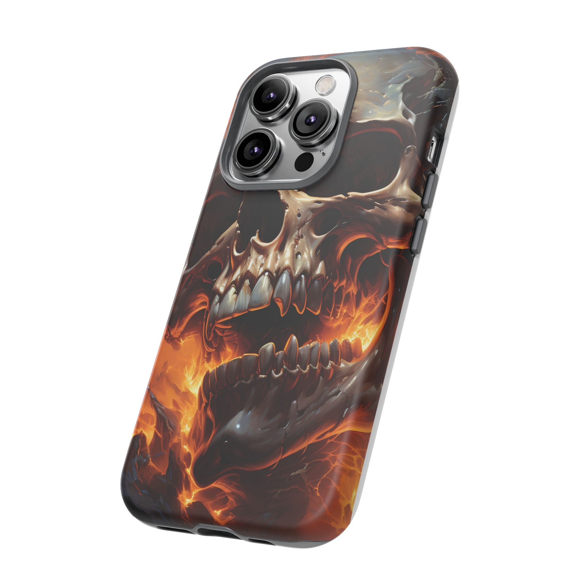 Fiery Skull Hexagon iPhone Case - Rugged