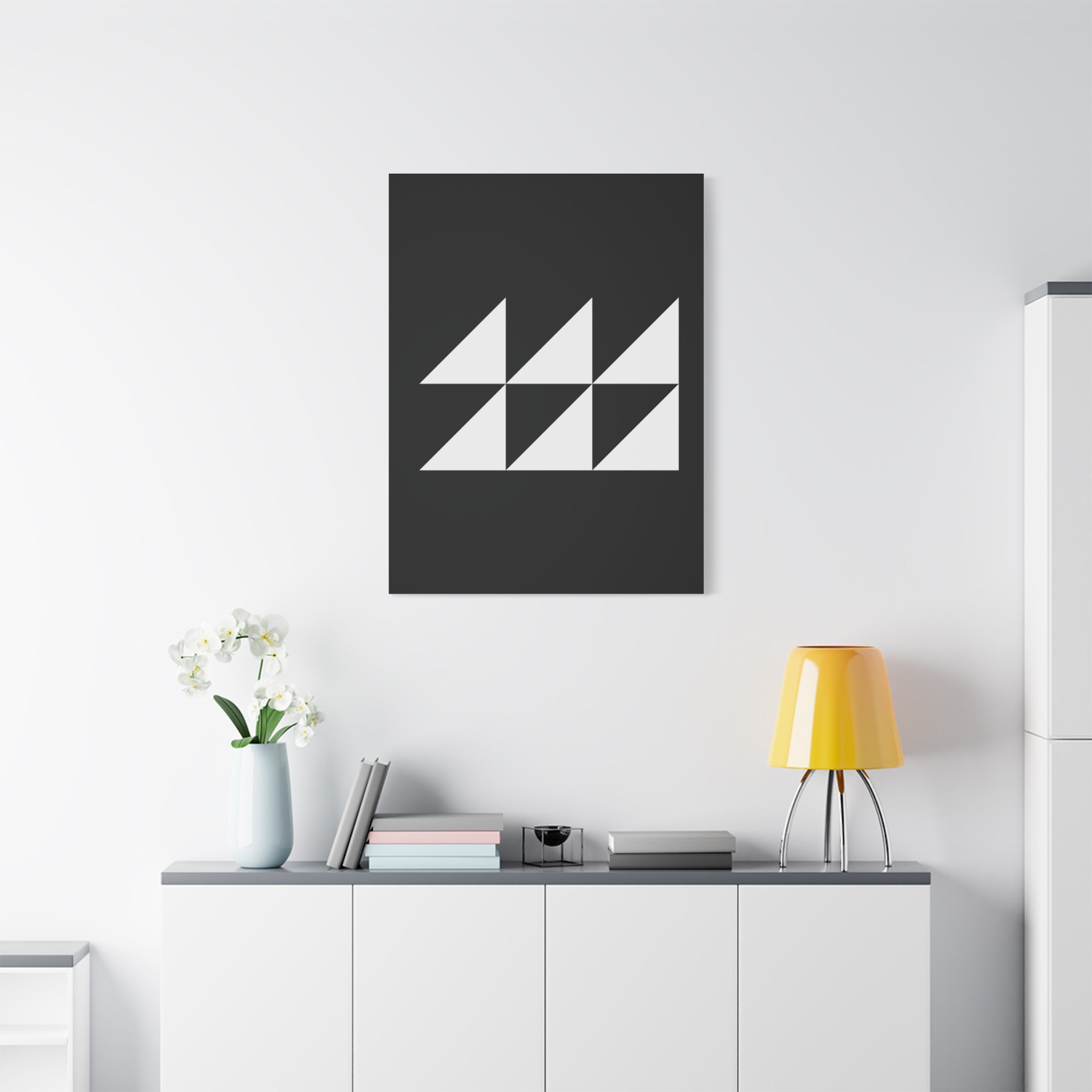 Geometric Triangles Matte Canvas Art