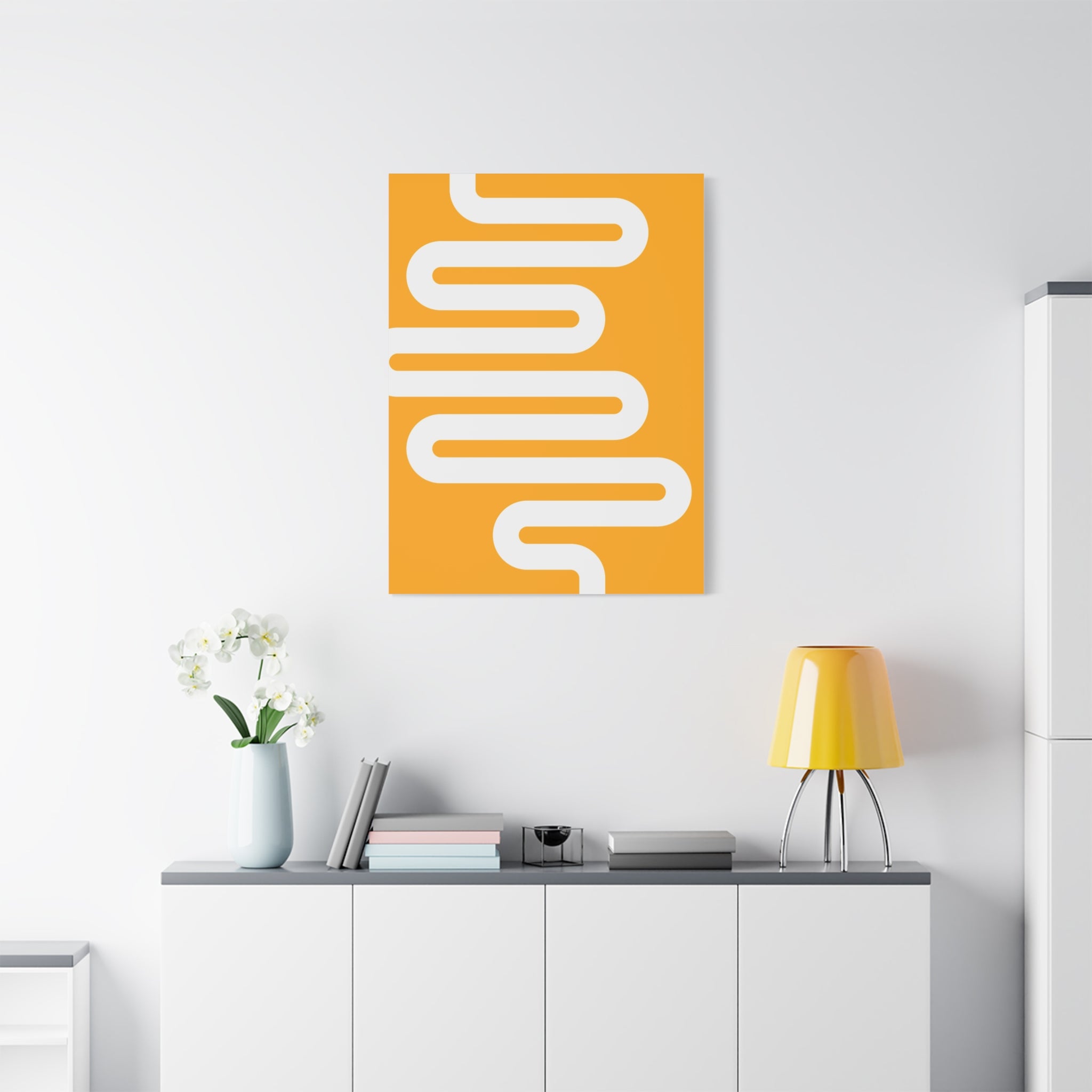 Orange Wave Canvas Art - Minimalist Print