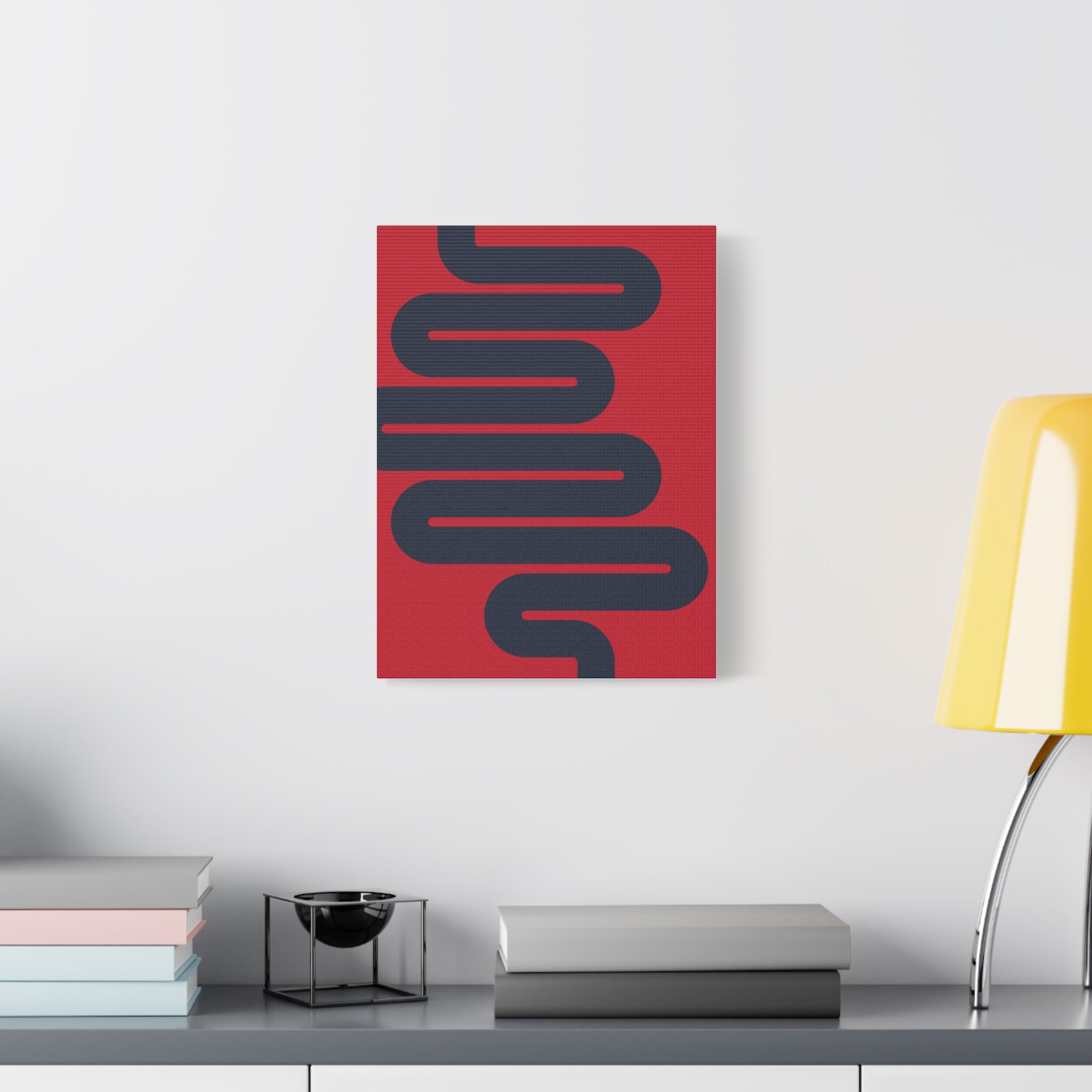 Abstract Intestines Art - Red & Blue Canvas