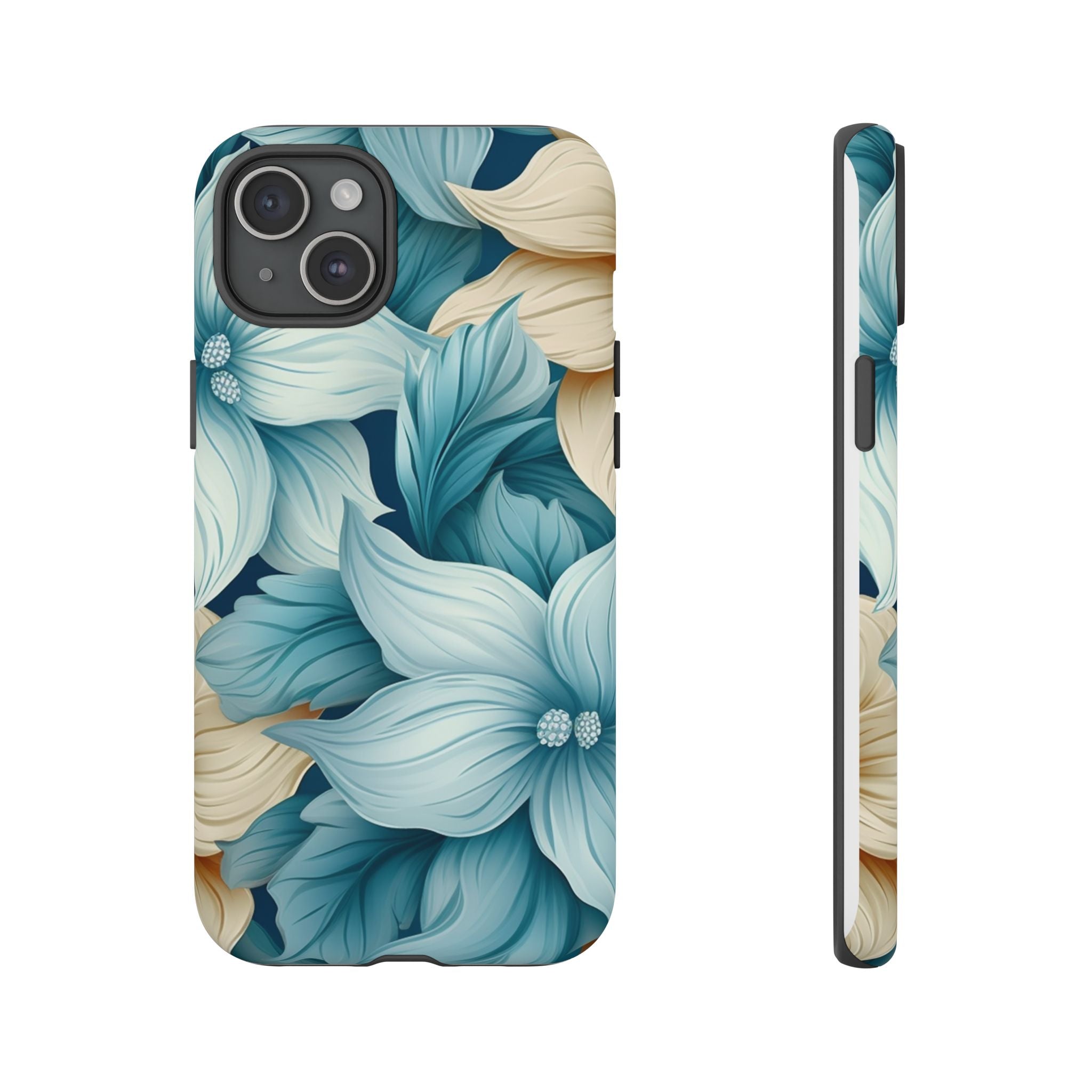 Teal Floral Hexagon iPhone Case - Rugged