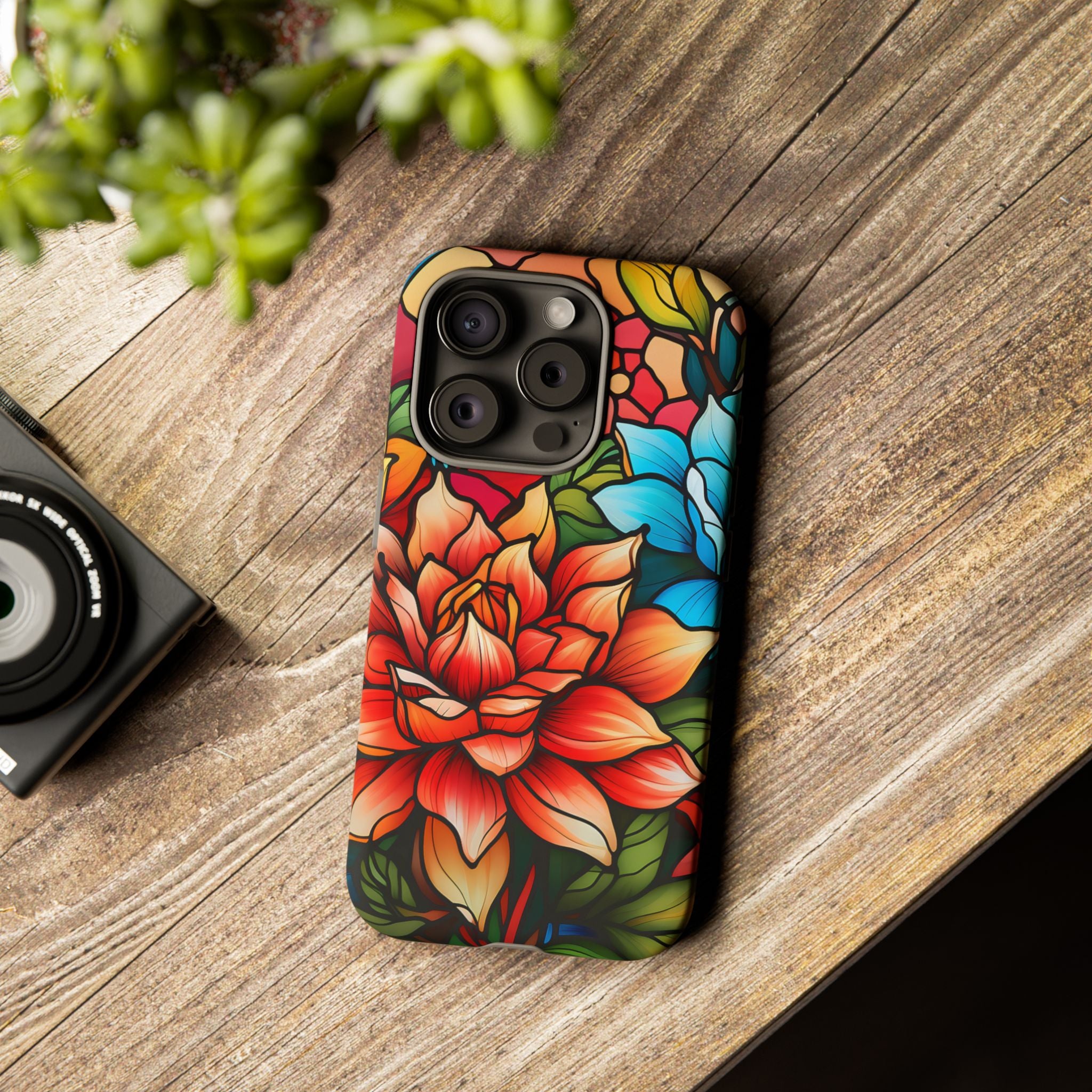 Stained Glass Floral iPhone Case - Hexagon Stone