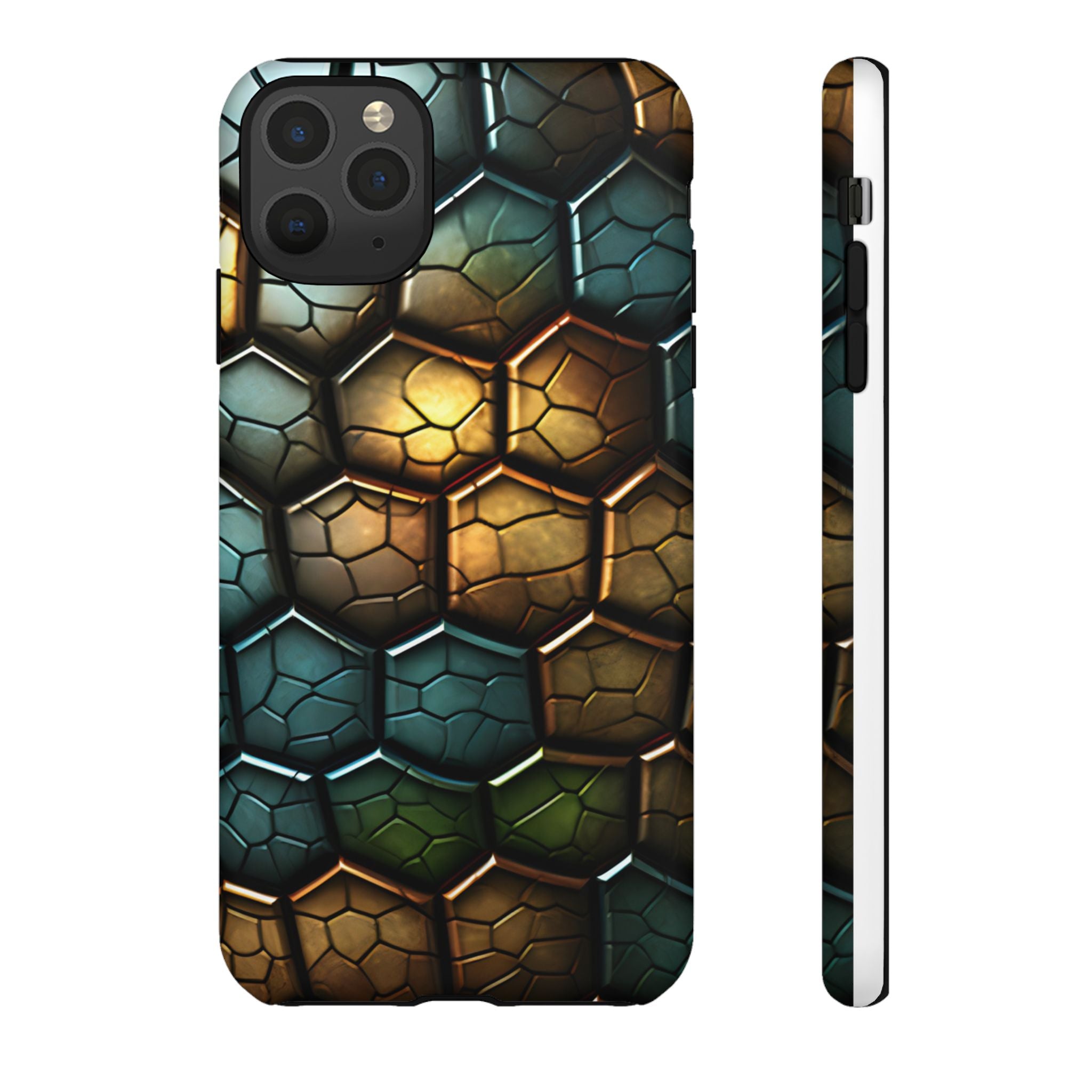 HexaScale iPhone Case: Teal & Bronze