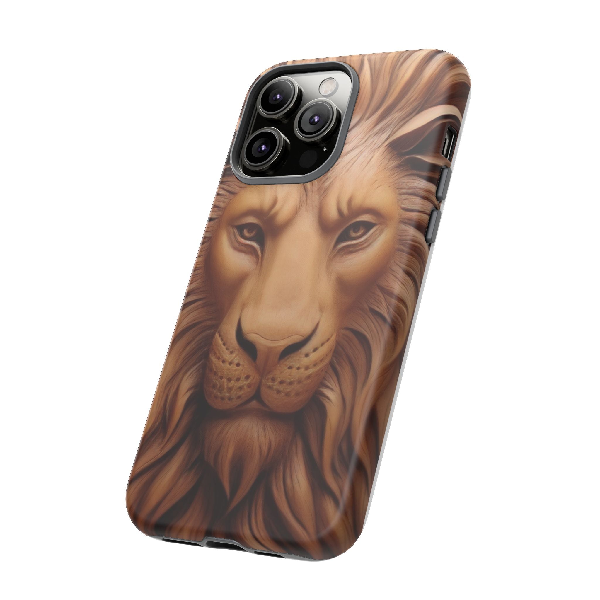 Majestic Lion Head Hexagon Stone iPhone Case