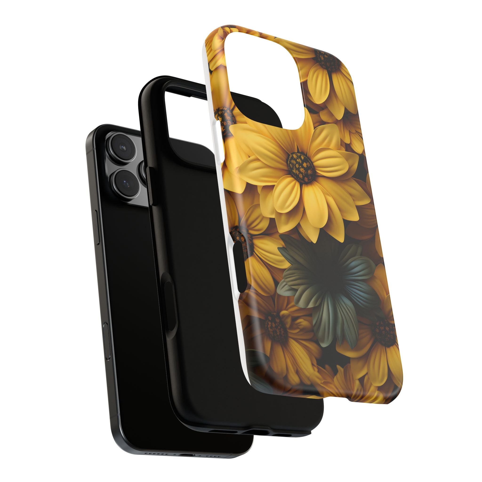 Golden Bloom Hexagon iPhone Case - Rugged Texture