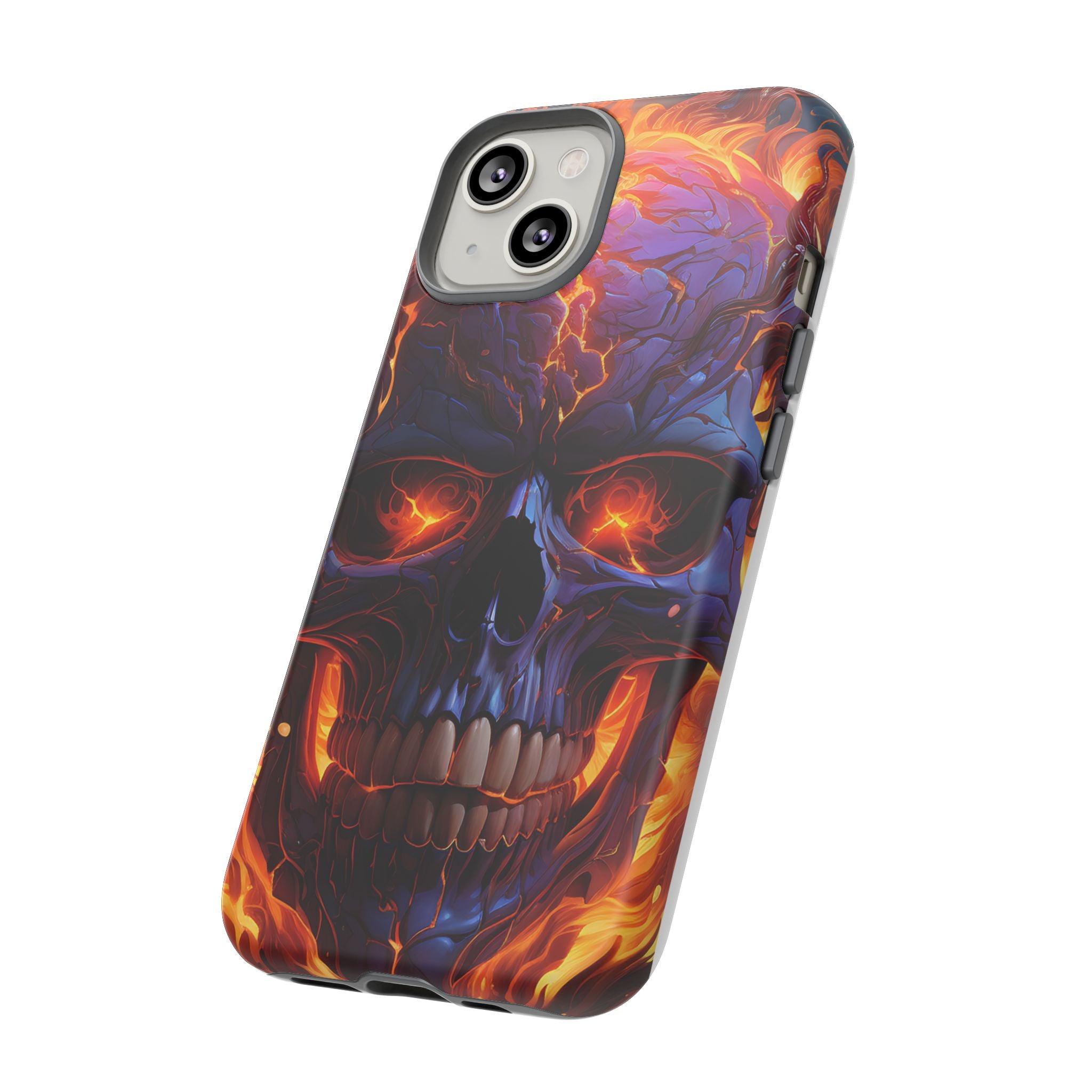 Fiery Skull Hexagon iPhone Case - Rugged Texture