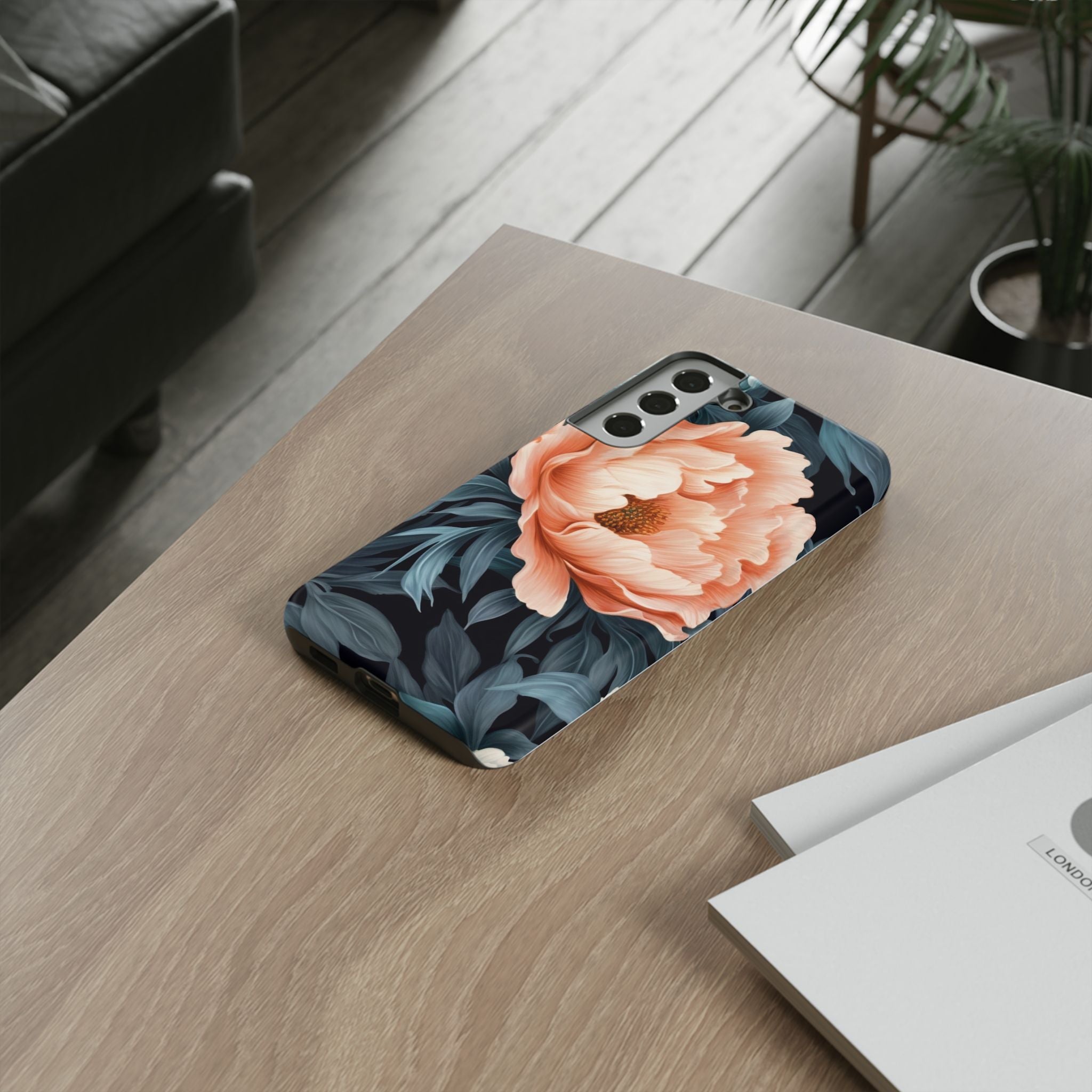 Moody Floral Samsung Case - Peach Peony