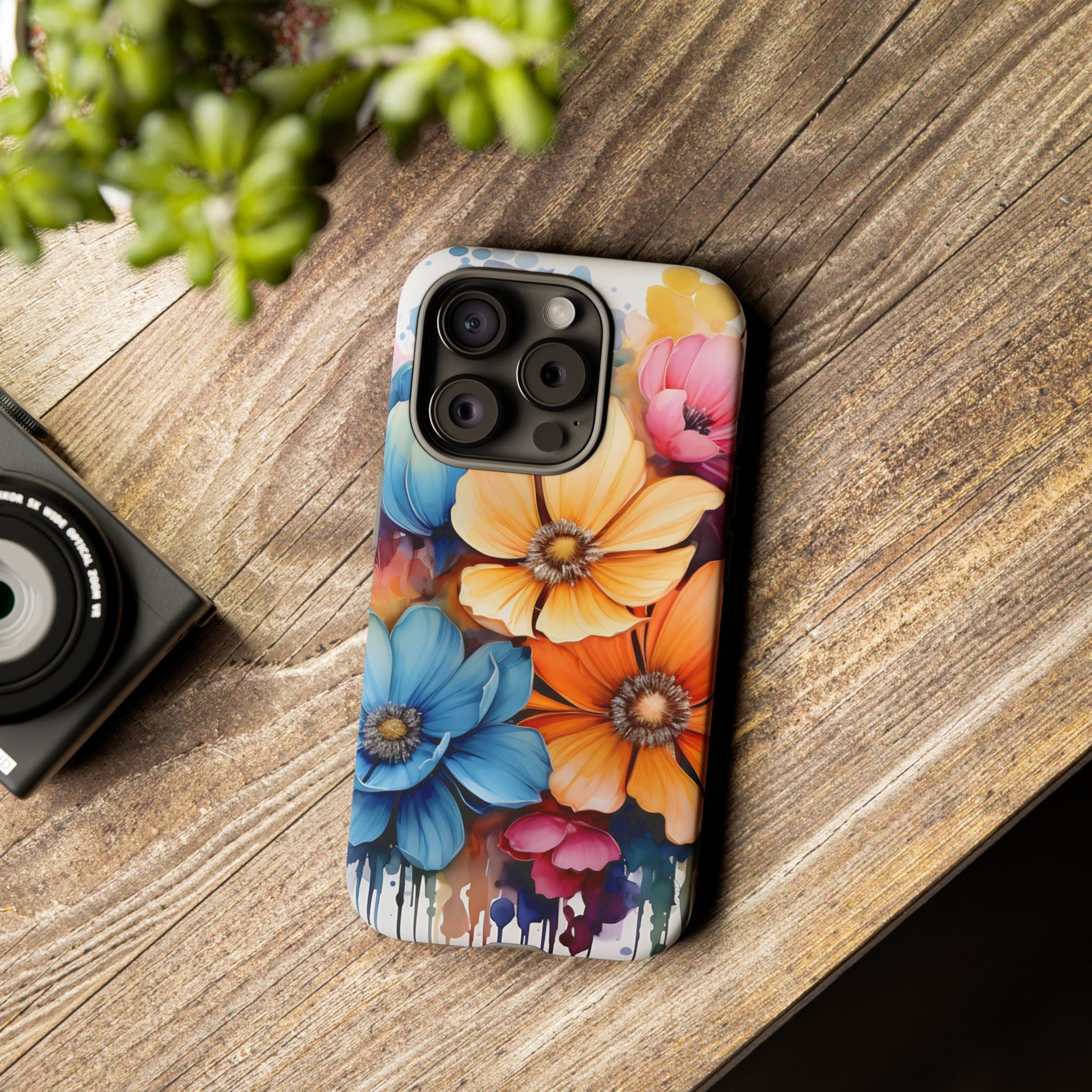 Vibrant Floral Watercolor iPhone Case - Hexagon Stone