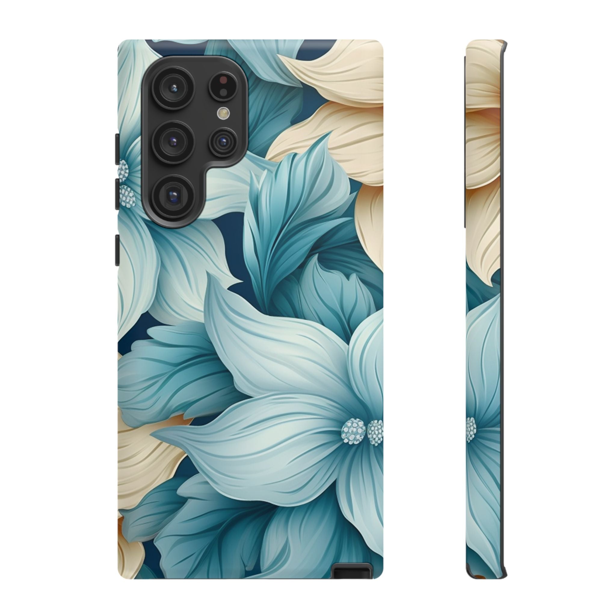 Teal Floral Samsung Phone Case