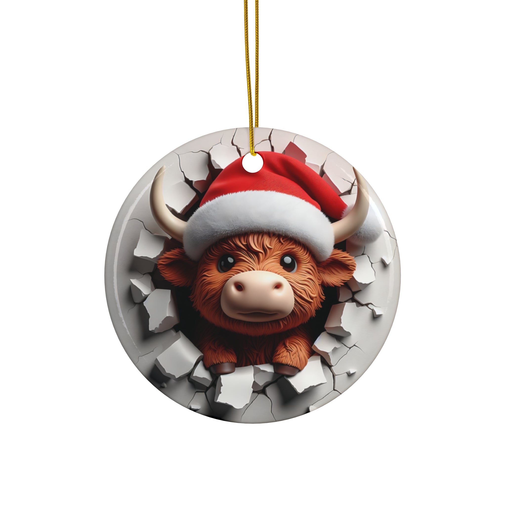 Highland Cow Christmas Ornament