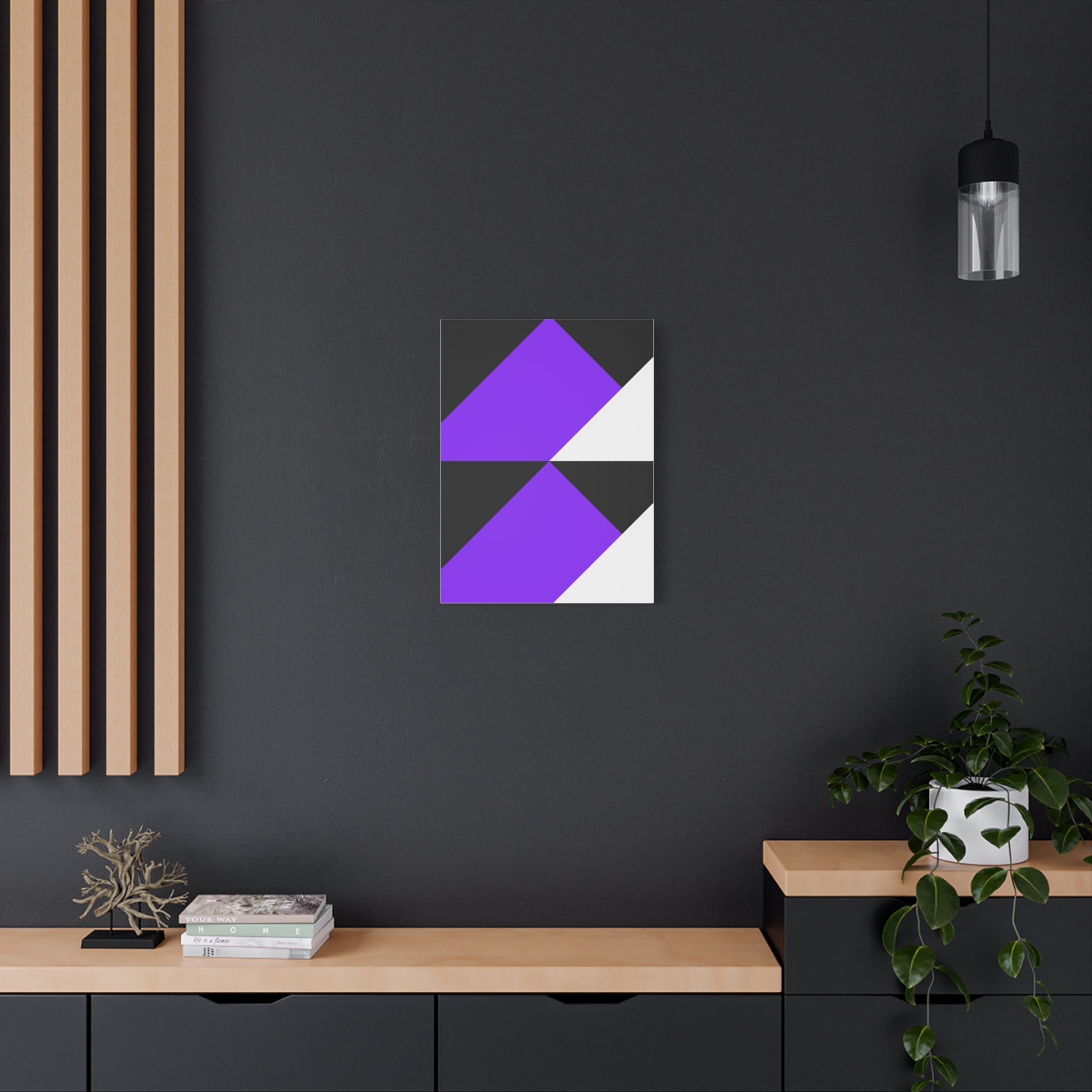 Geometric Purple Triangle Canvas Art