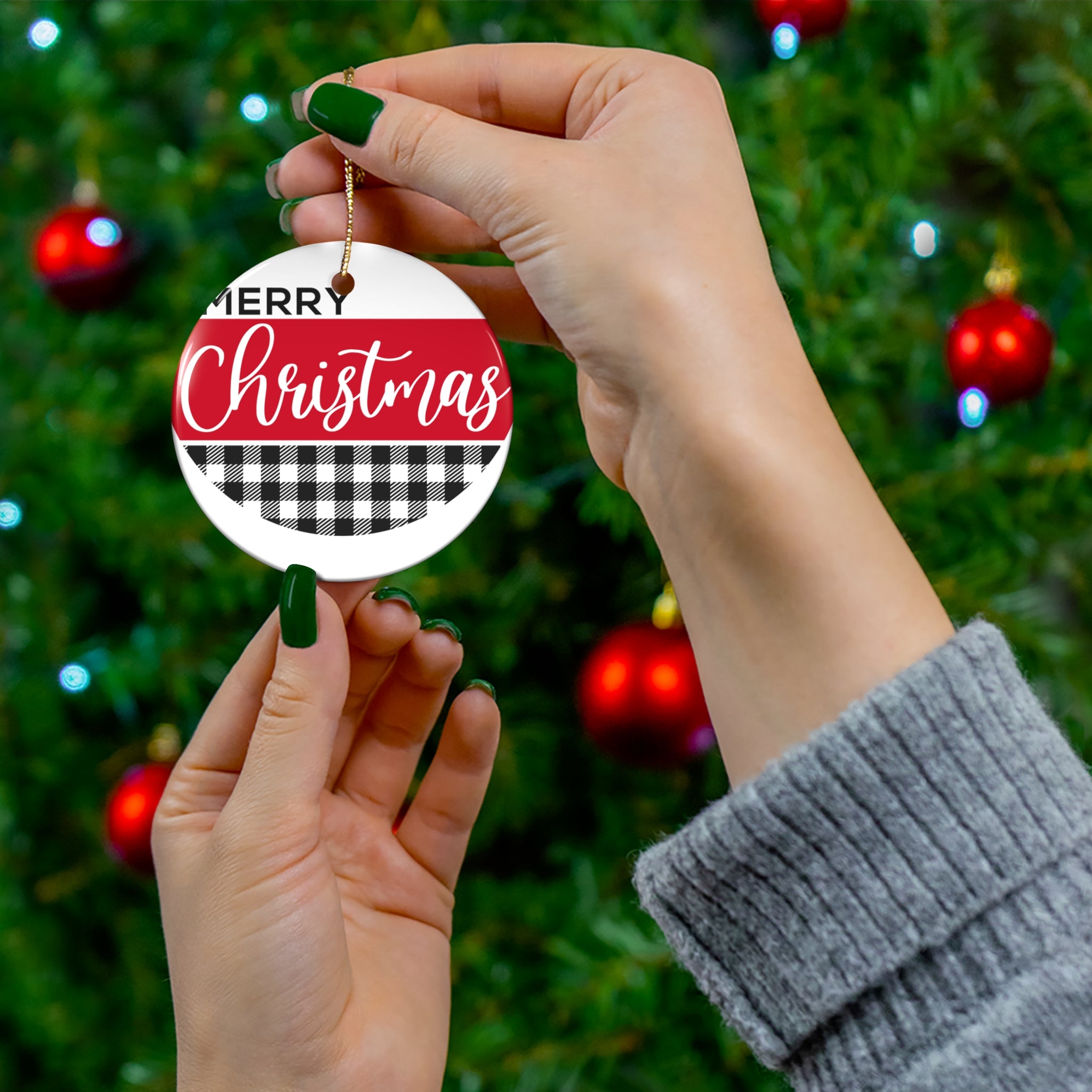 Plaid Christmas Ornament - Red & Black