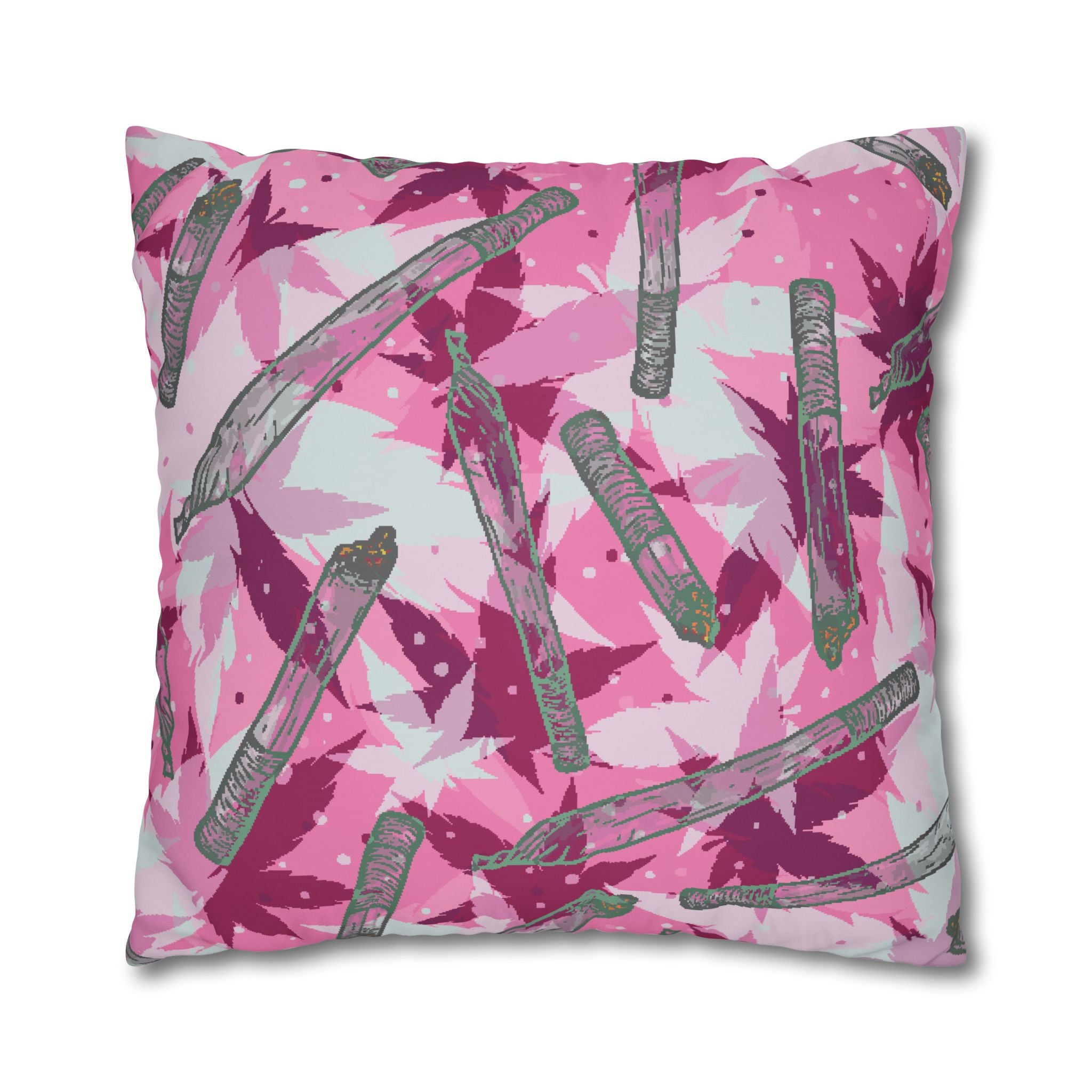 Pink Cannabis Leaf & Joint Pillowcase