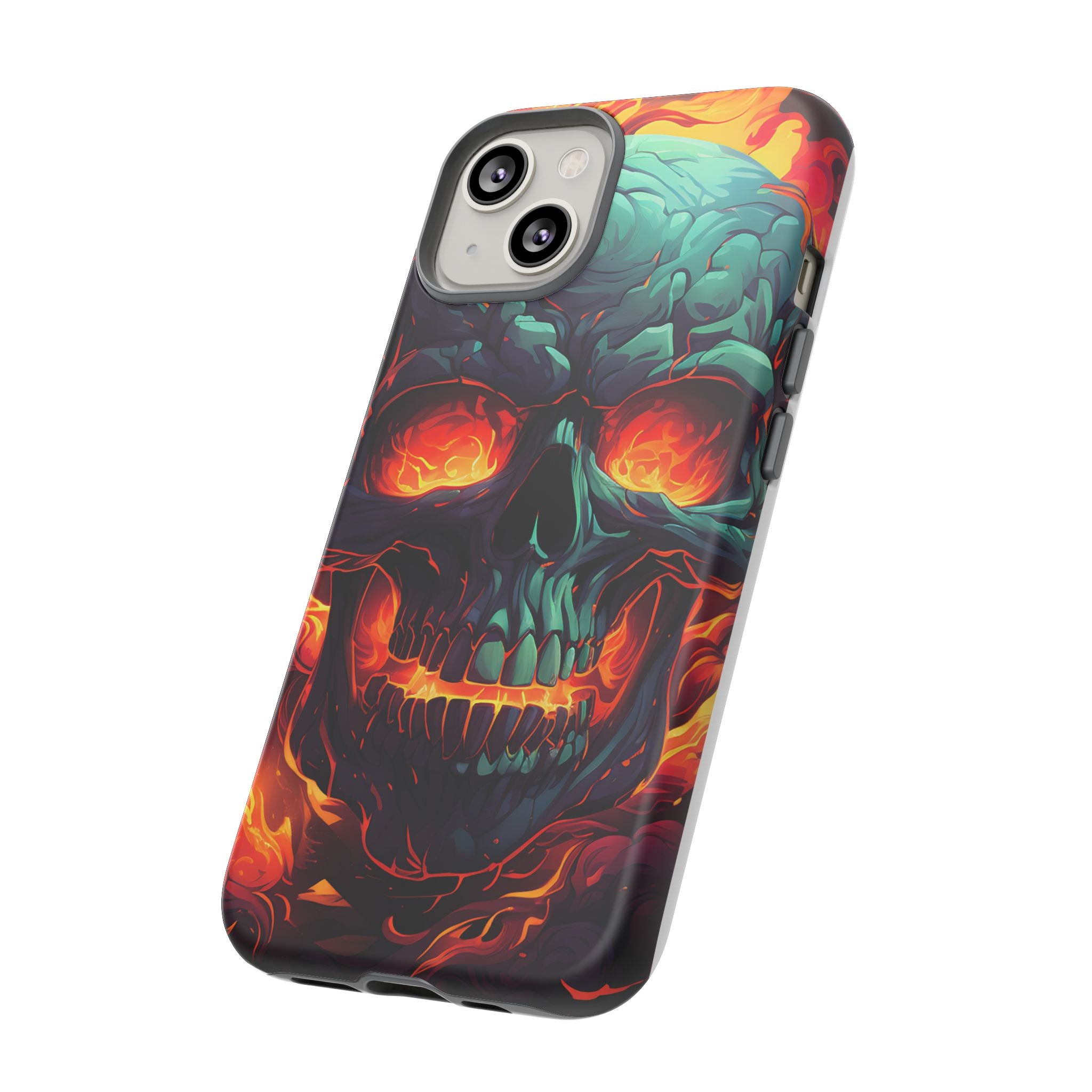 Fiery Skull Hexagon iPhone Case - Rugged