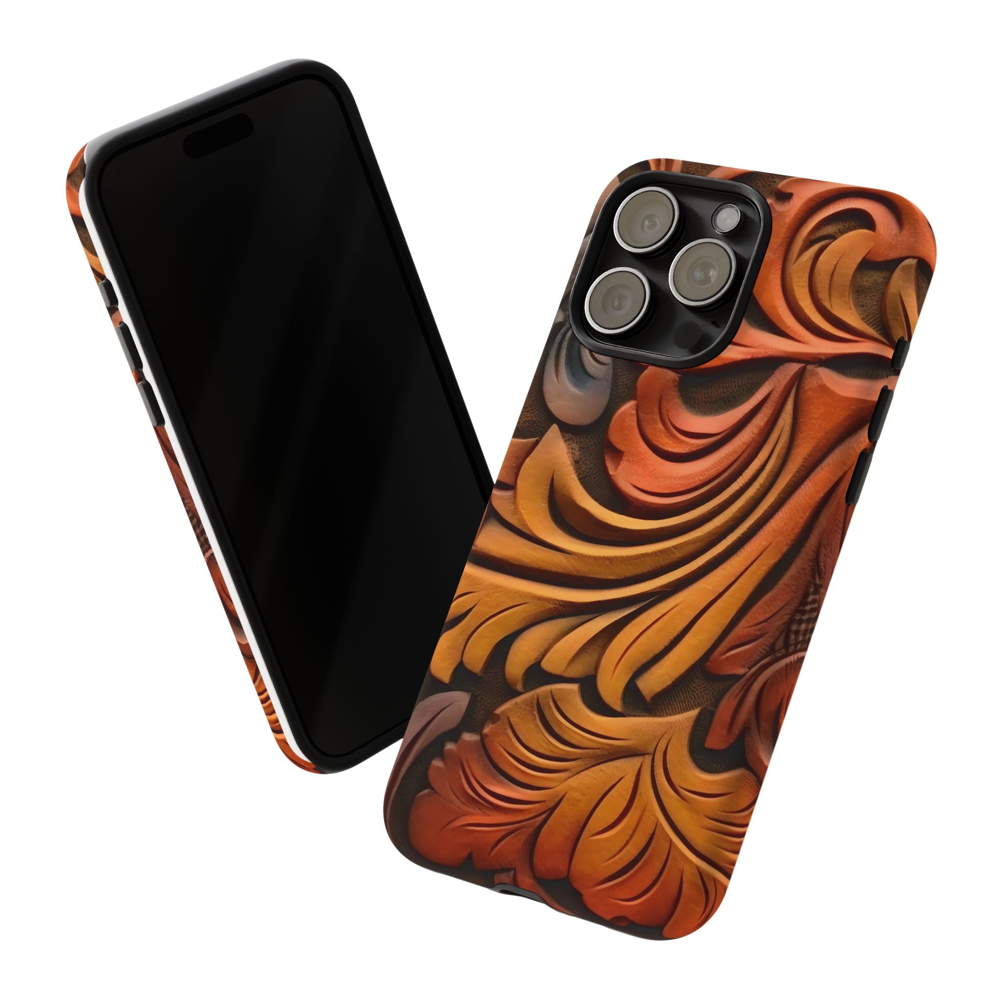 Art Nouveau Leather iPhone Case - Hexagon Stone