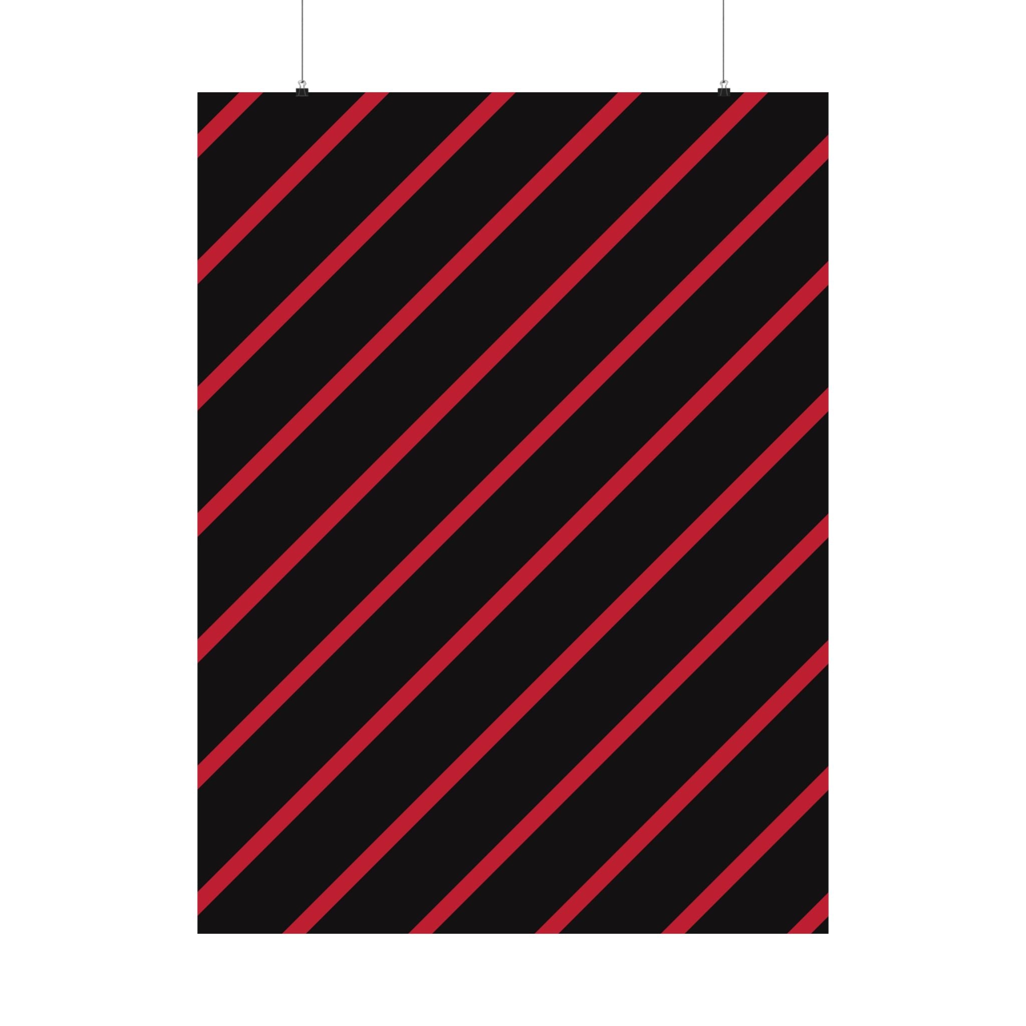 Crimson Diagonal Stripes: Modern Art Poster