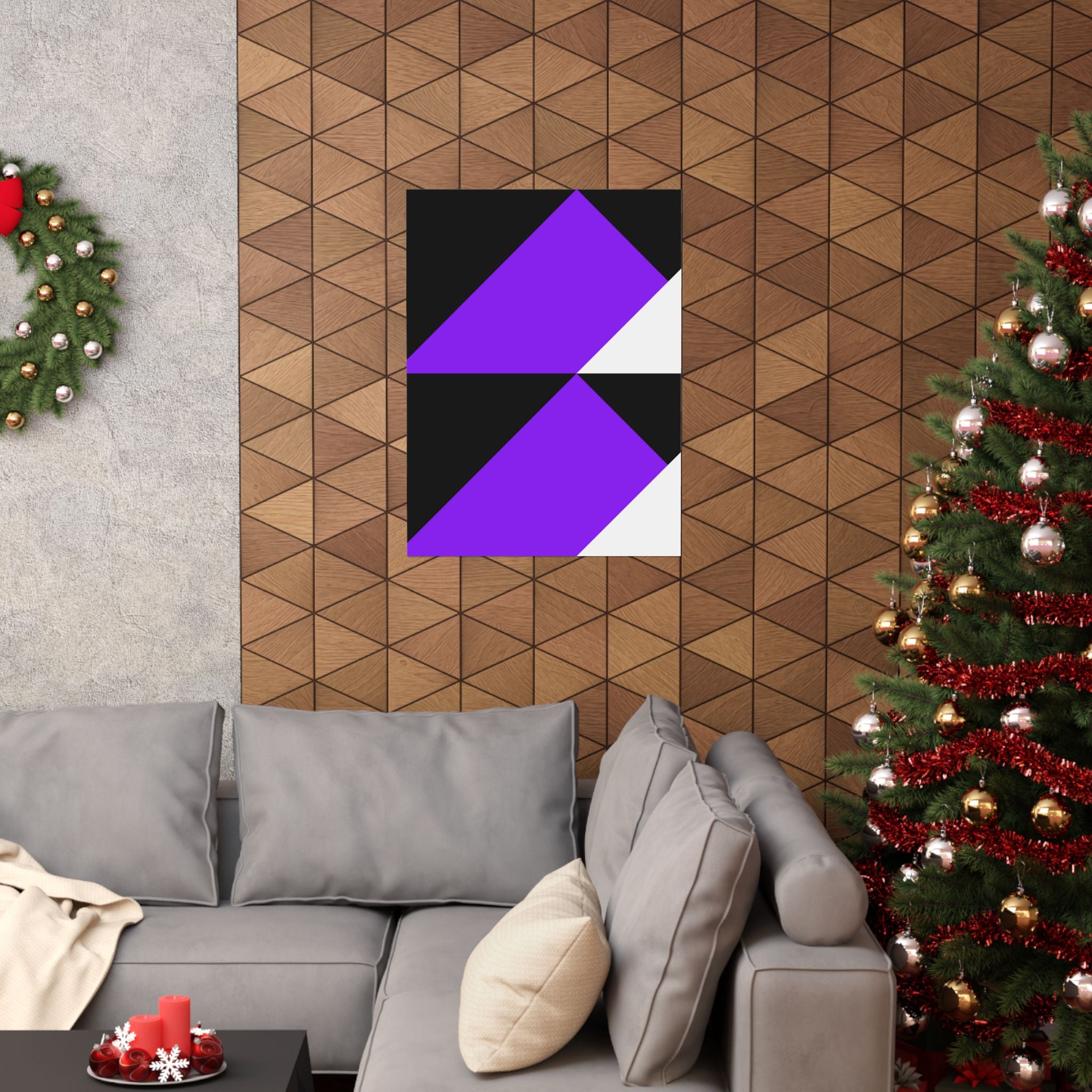 Purple Black White Triangle Poster Art