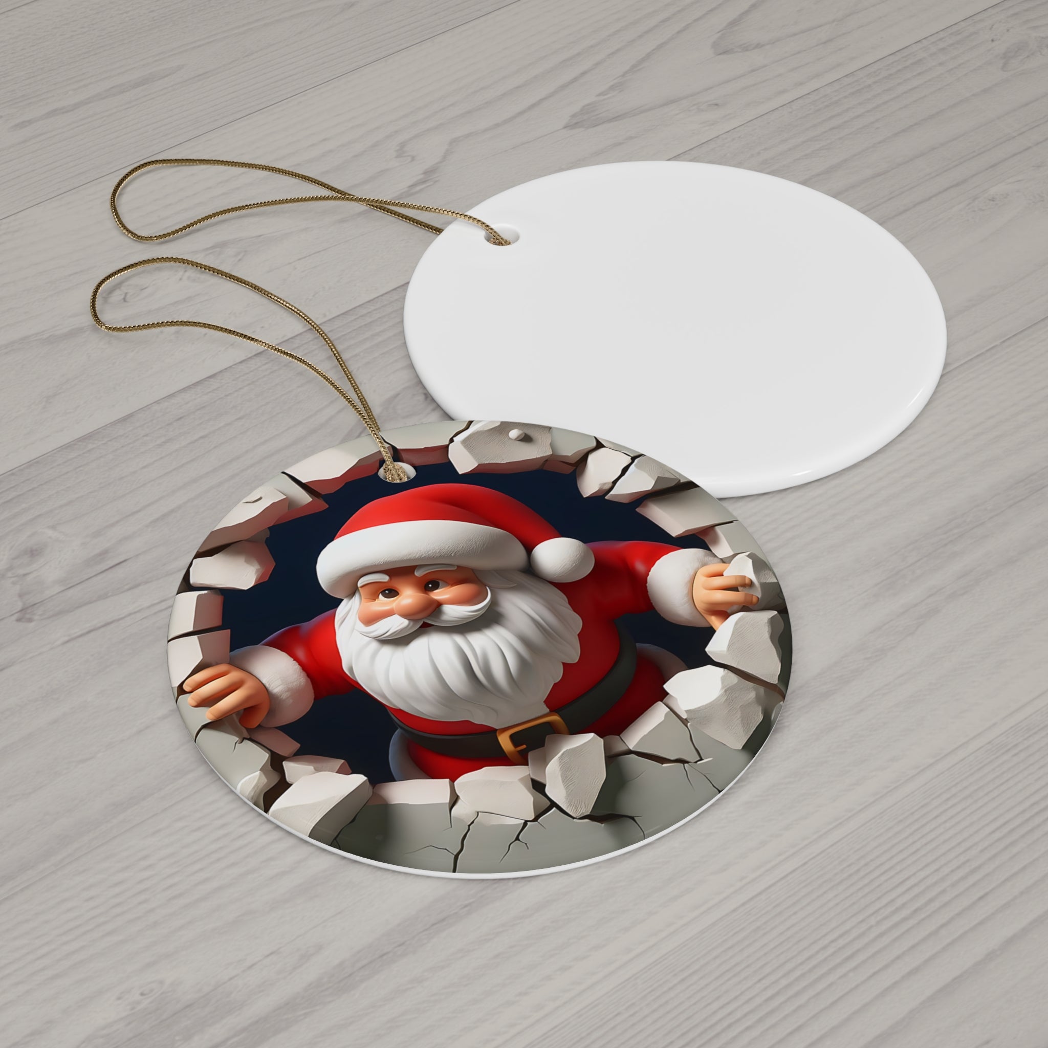 Santa's Surprise! Ceramic Ornament