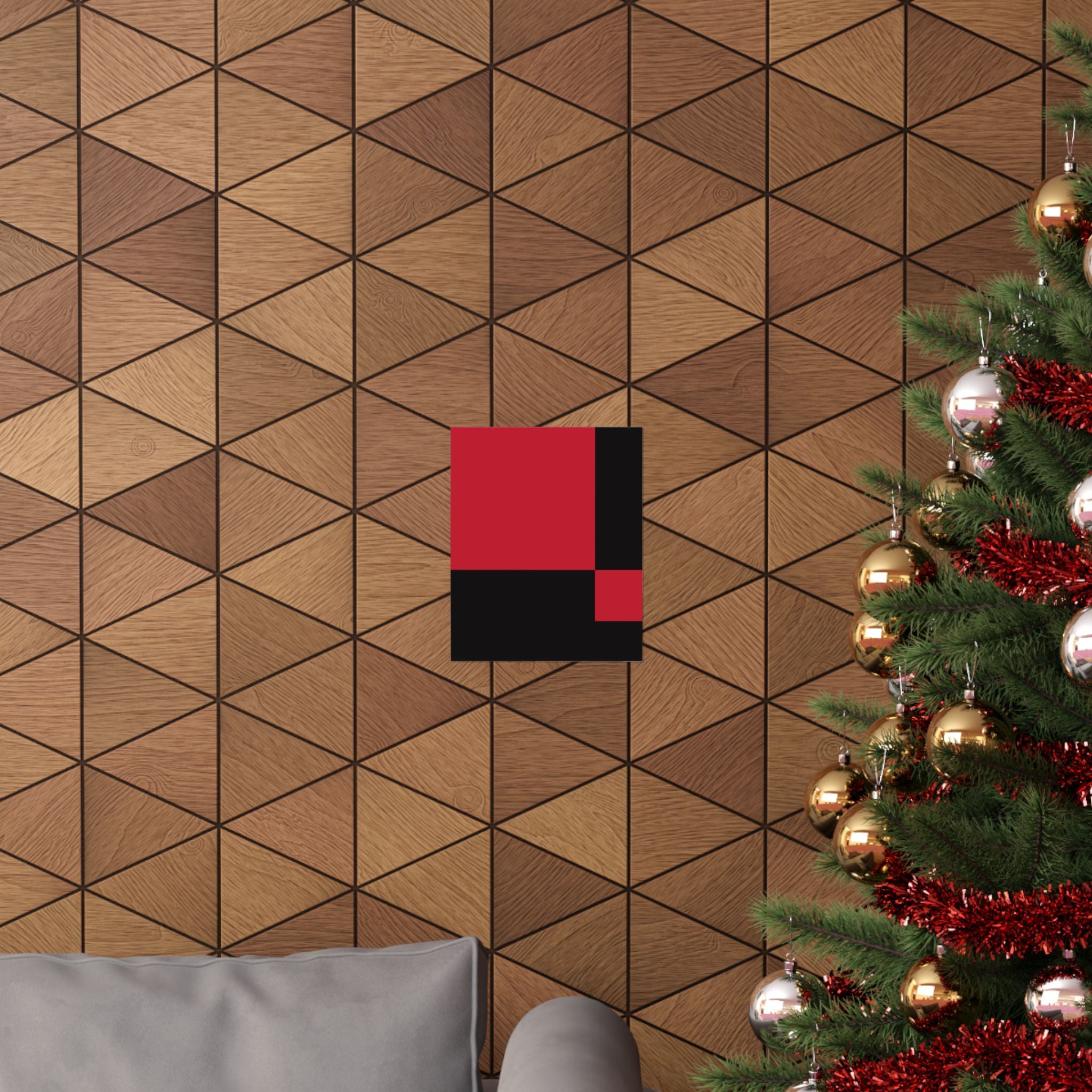 Abstract Red & Black Geometric Poster