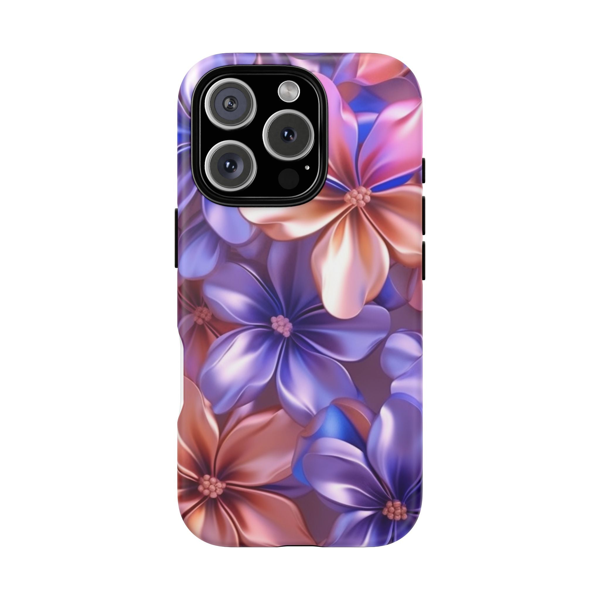 Metallic Flower iPhone Case - Rugged Hexagon Stone