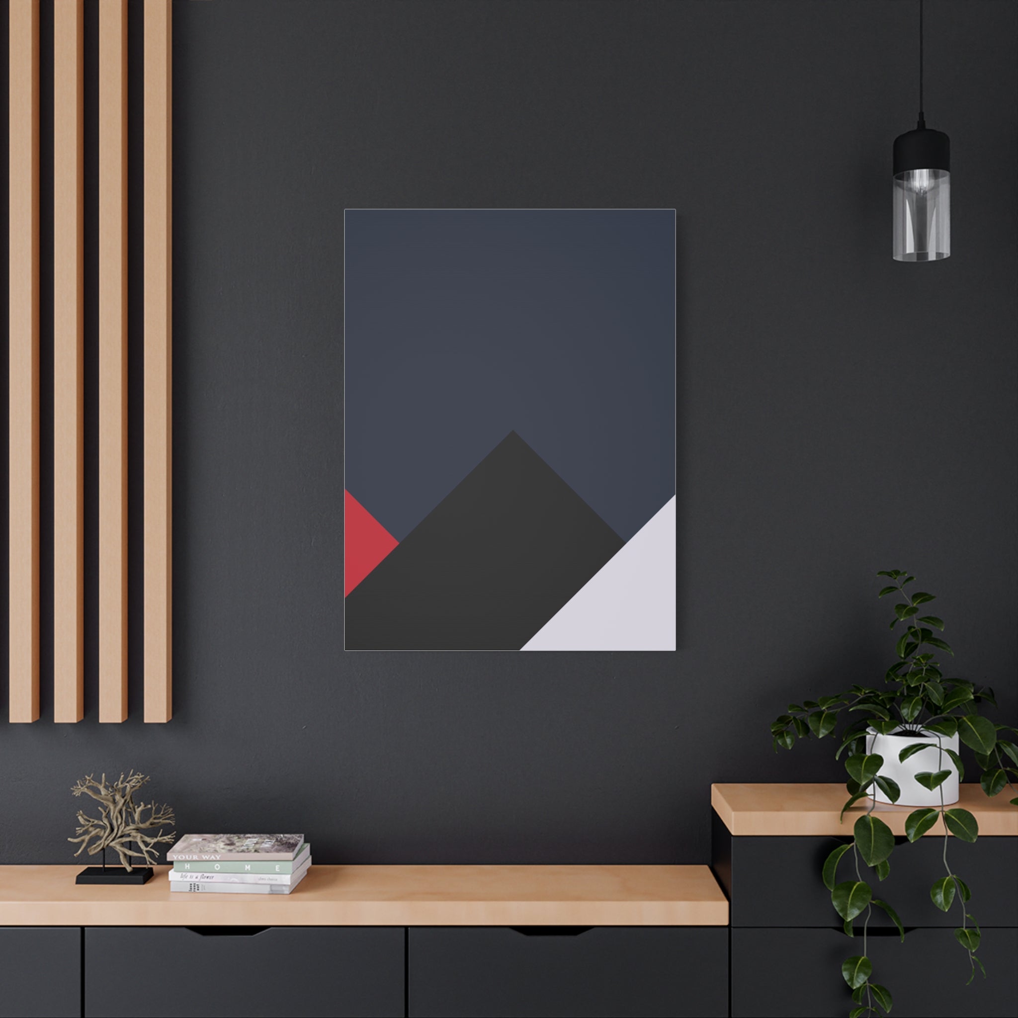 Abstract Geometric Canvas Art - Navy, Red, White