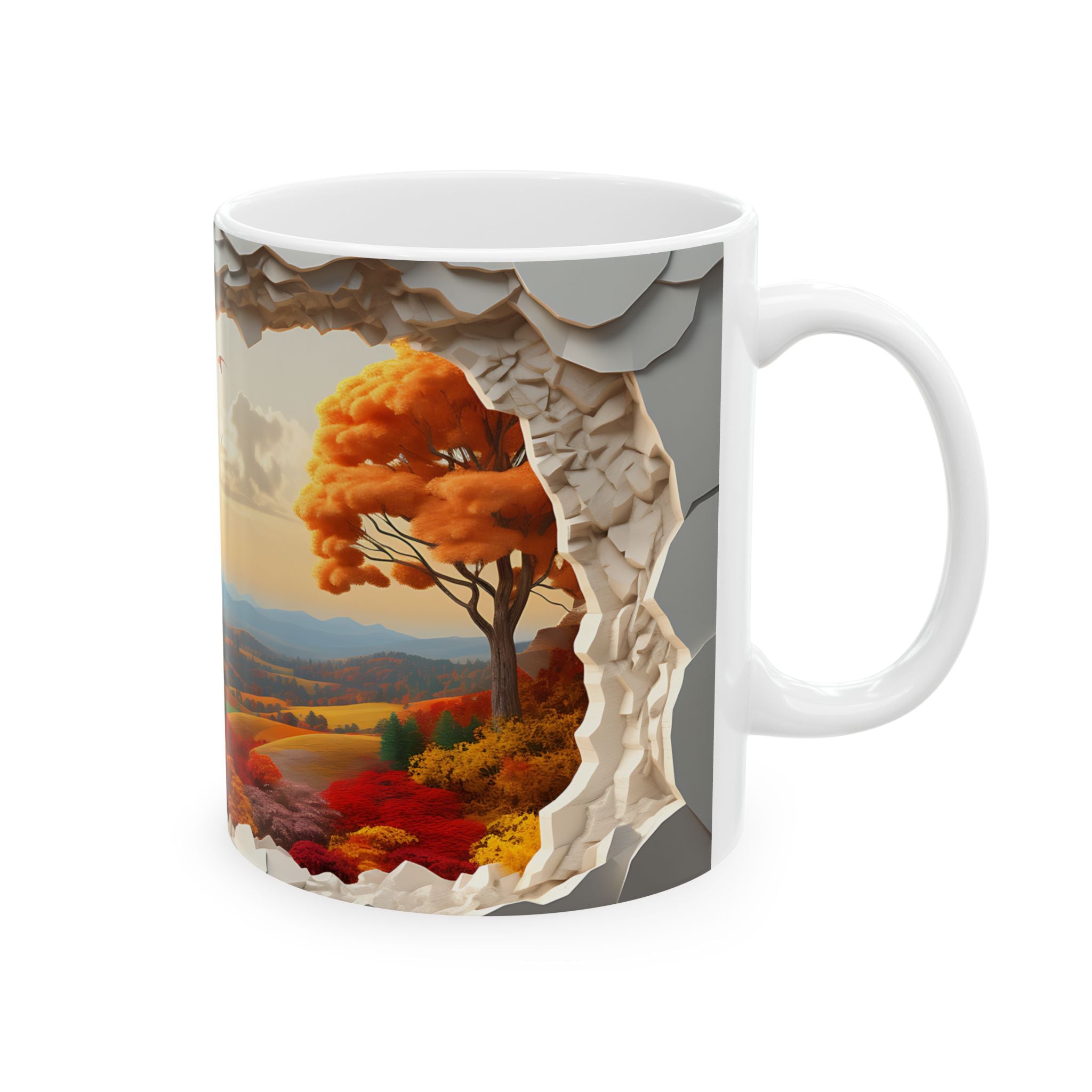 Autumn Portal Mug: Surreal Fall Scene