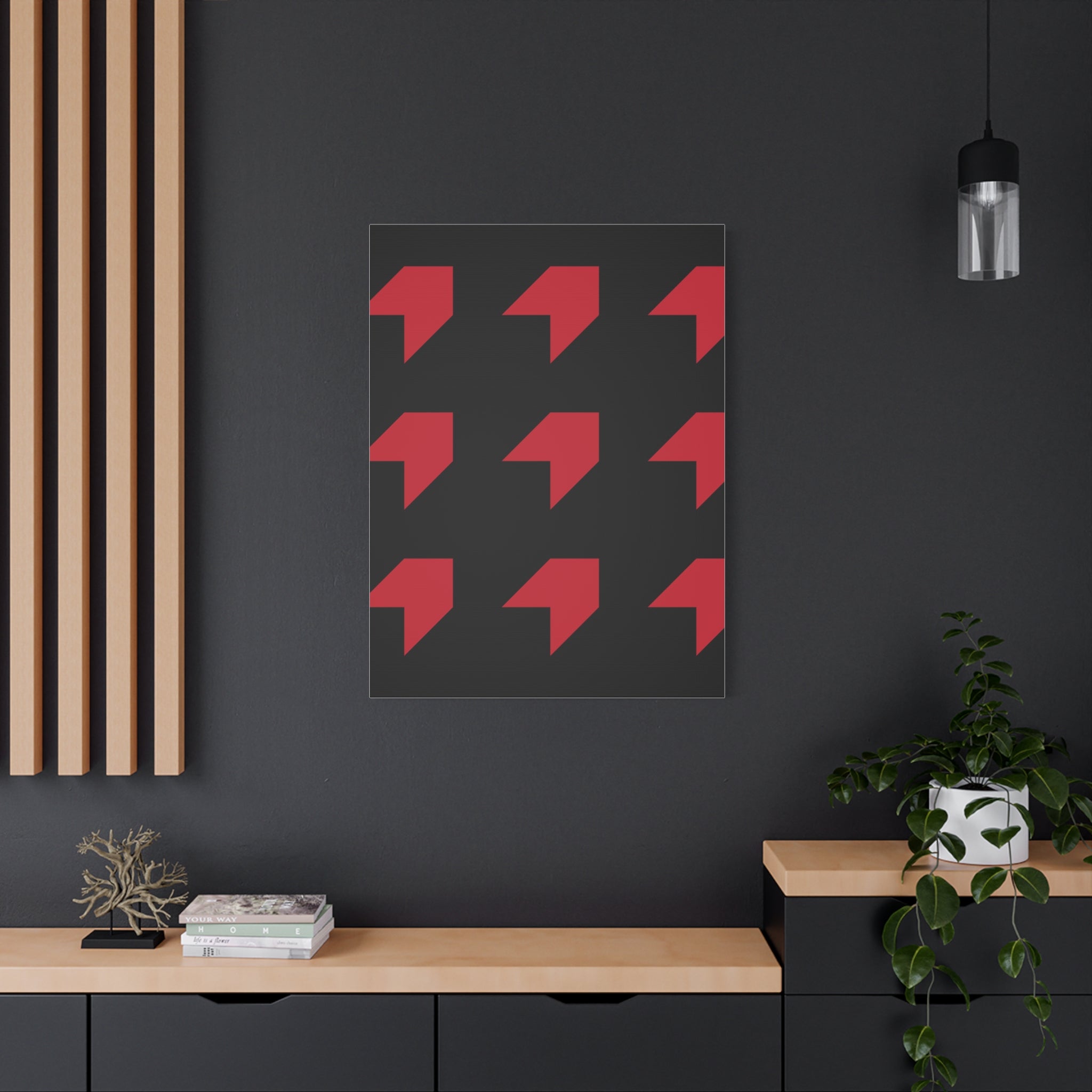 Red Geometric Arrow Canvas Art