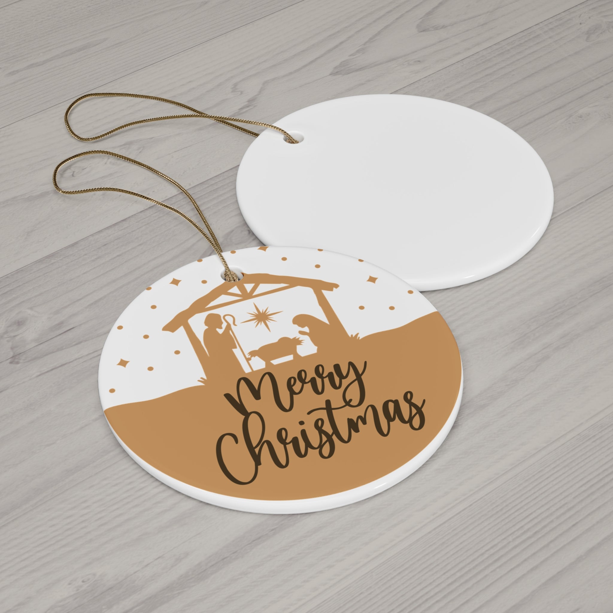 Minimalist Nativity Ceramic Ornament