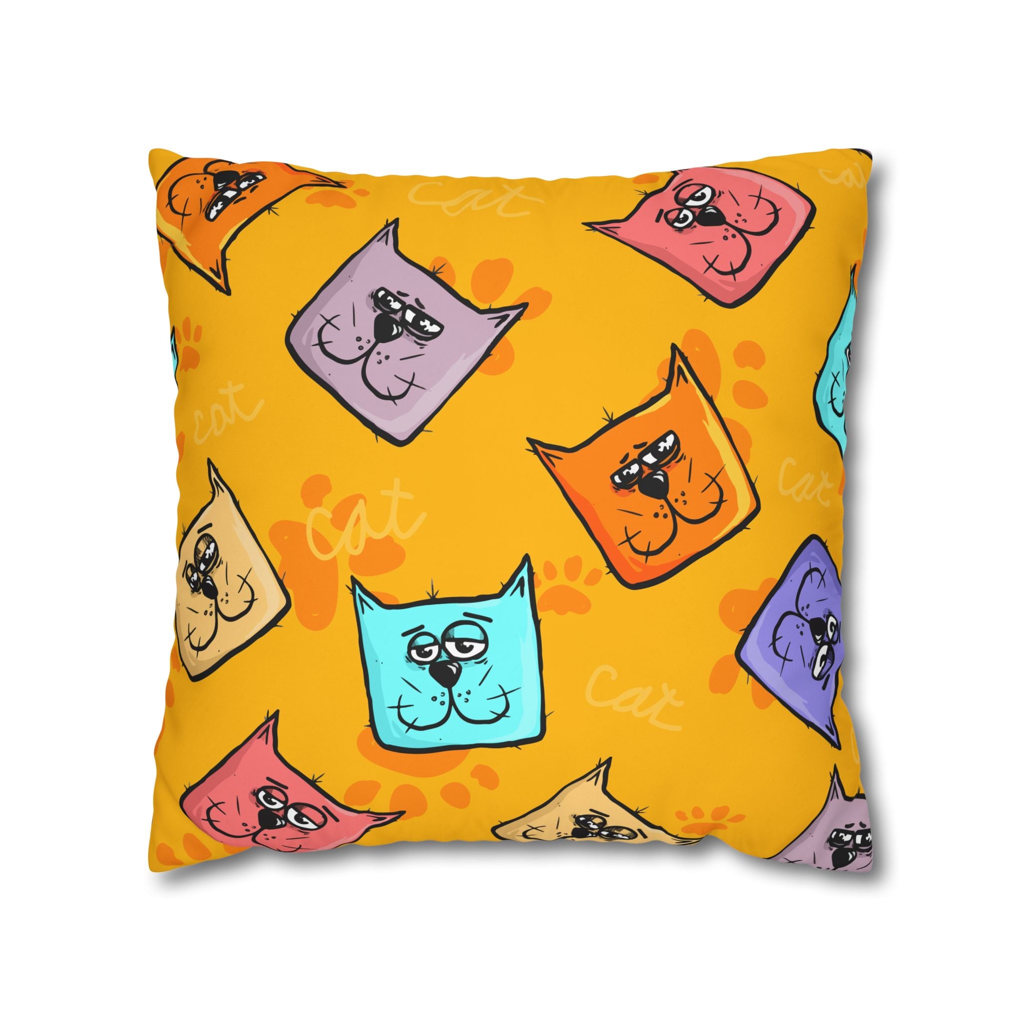 Pastel Cat Pillowcase - Gold Paw Print