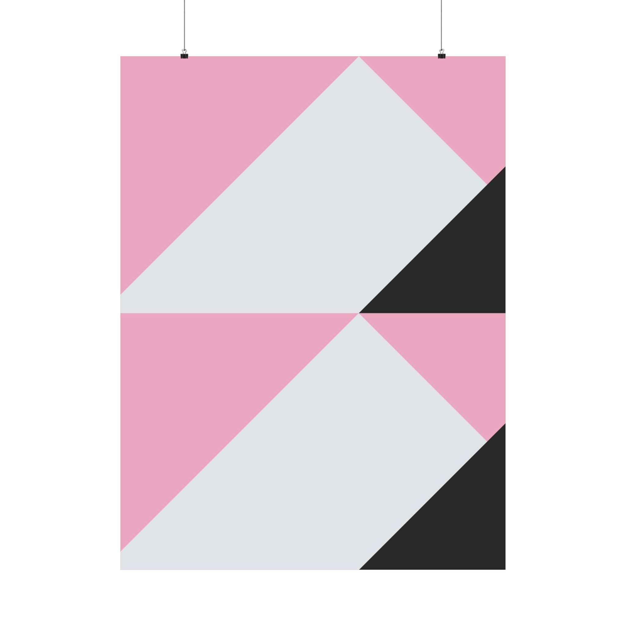 Geometric Pink & Gray Abstract Art Poster