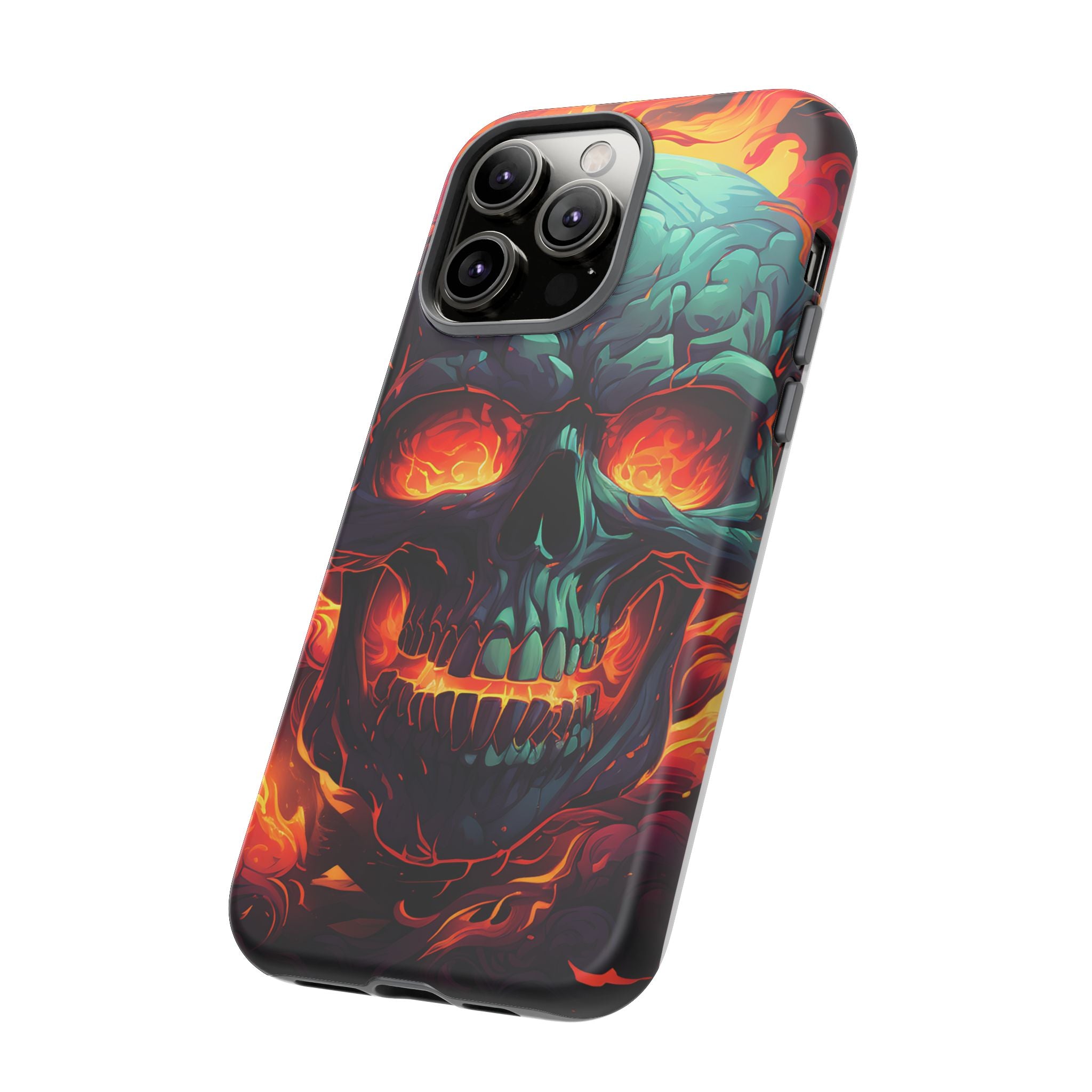 Fiery Skull Hexagon iPhone Case - Rugged