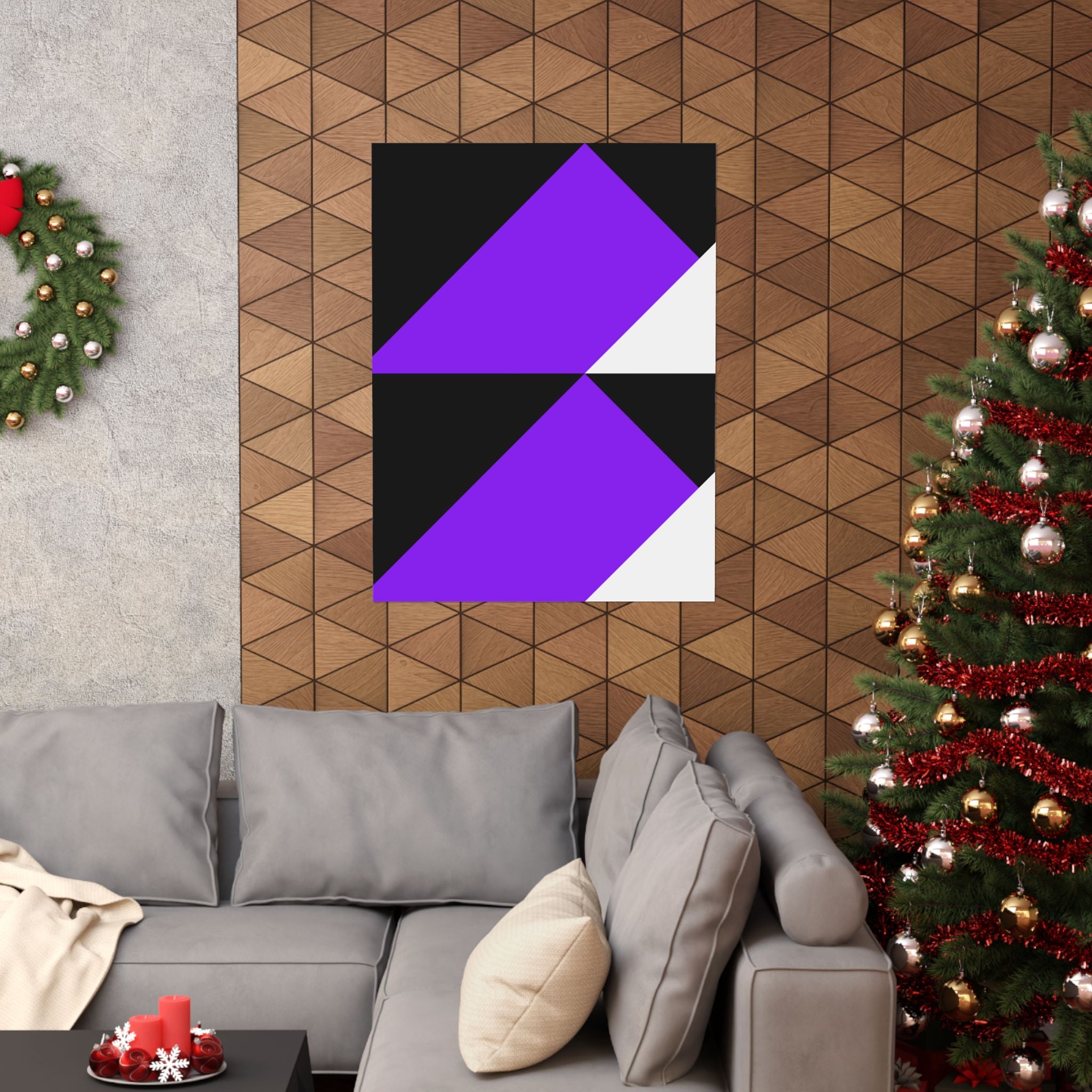 Purple Black White Triangle Poster Art