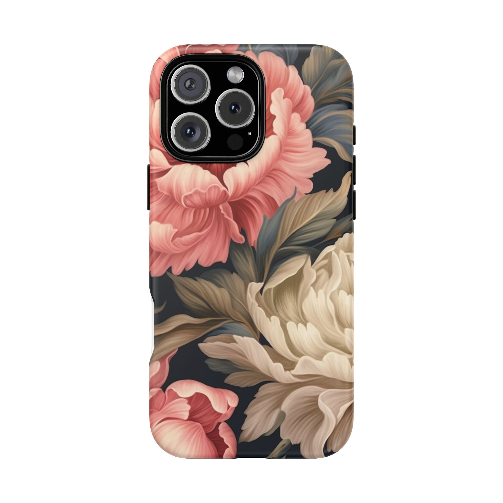 Blush Peony Floral iPhone Case - Hexagon Stone