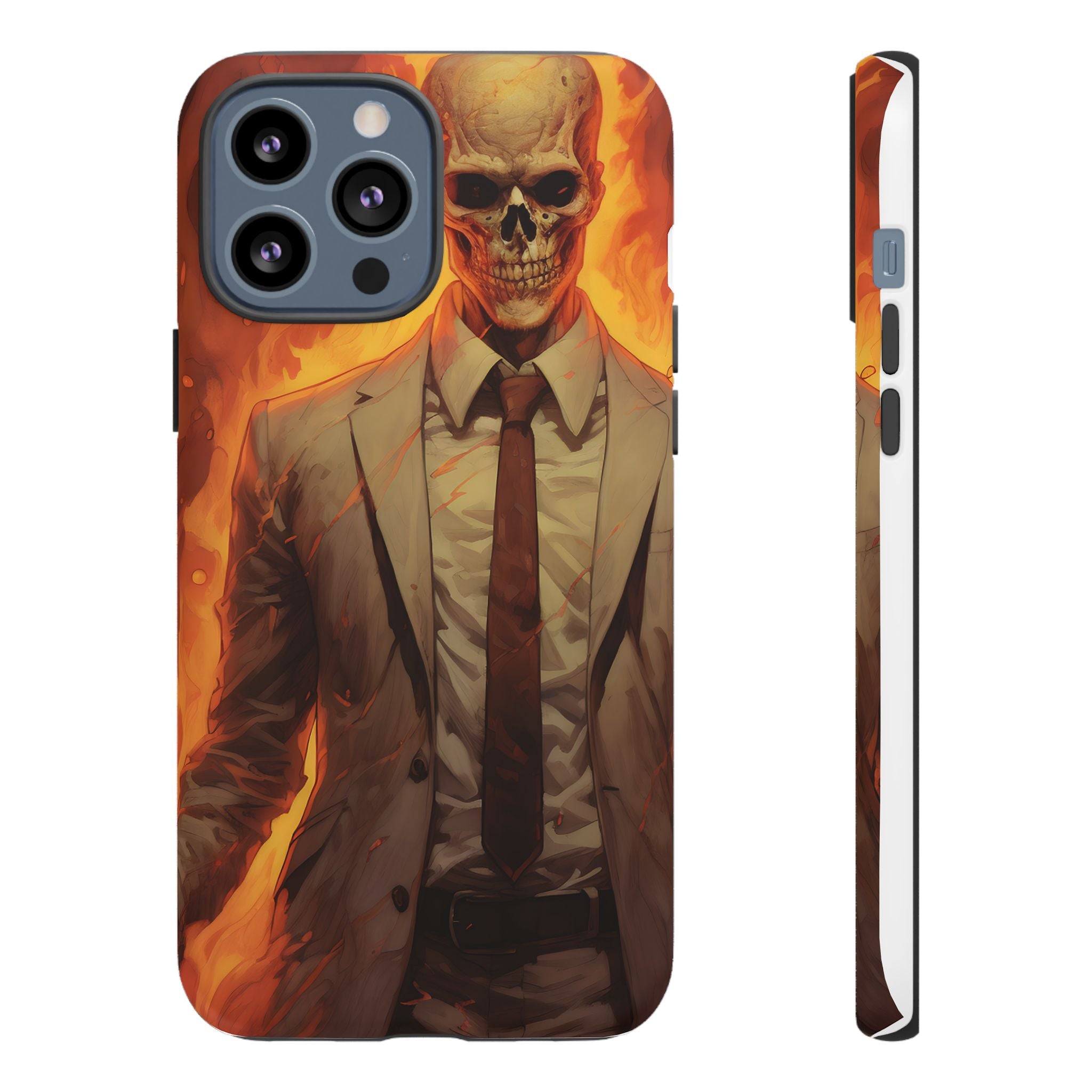 Fiery Skull Man Hexagon Stone iPhone Case