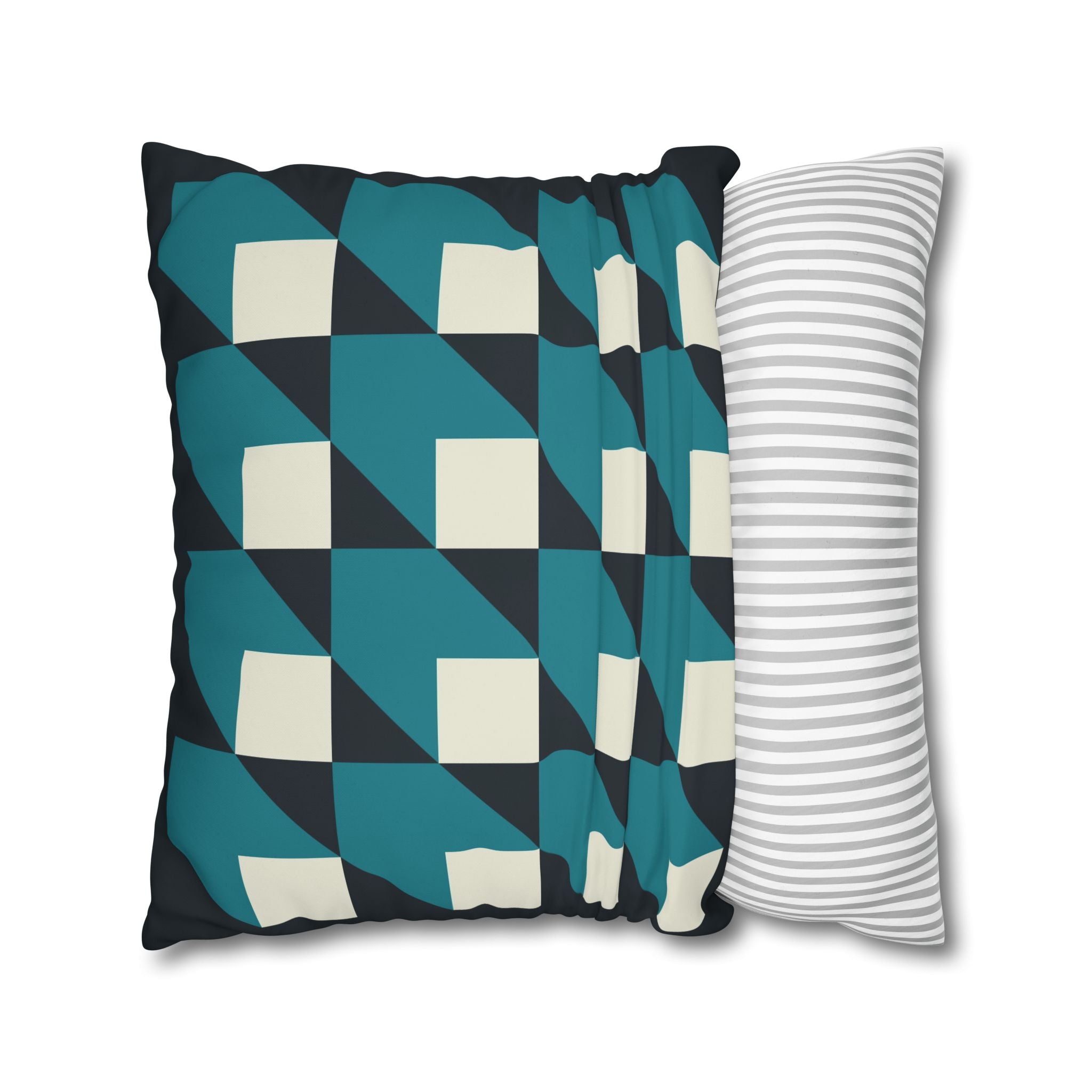 Geometric Teal & White Cube Pillowcase