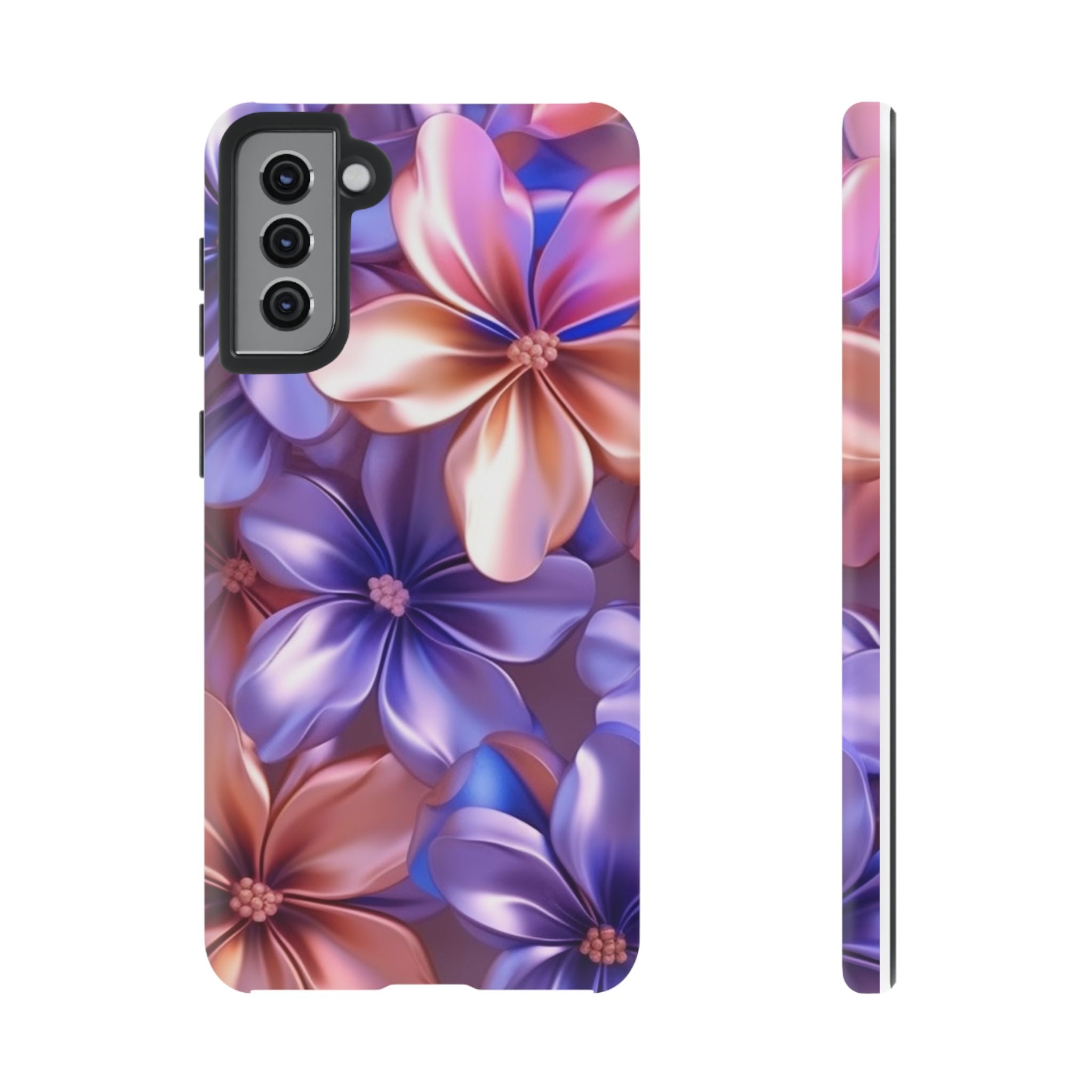 Metallic Flower Samsung Case - Rose Gold & Lavender