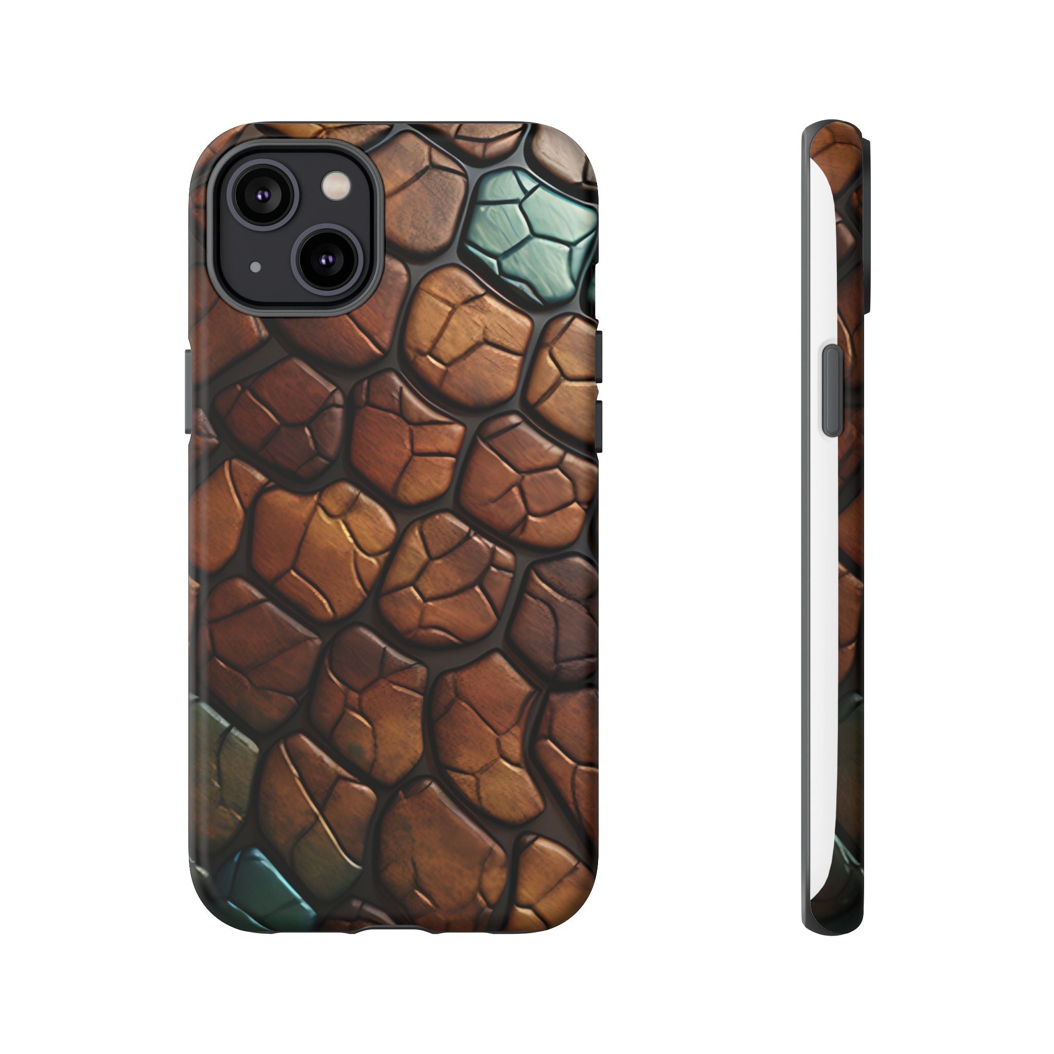 Mosaic Reptile iPhone Case - Teal & Brown