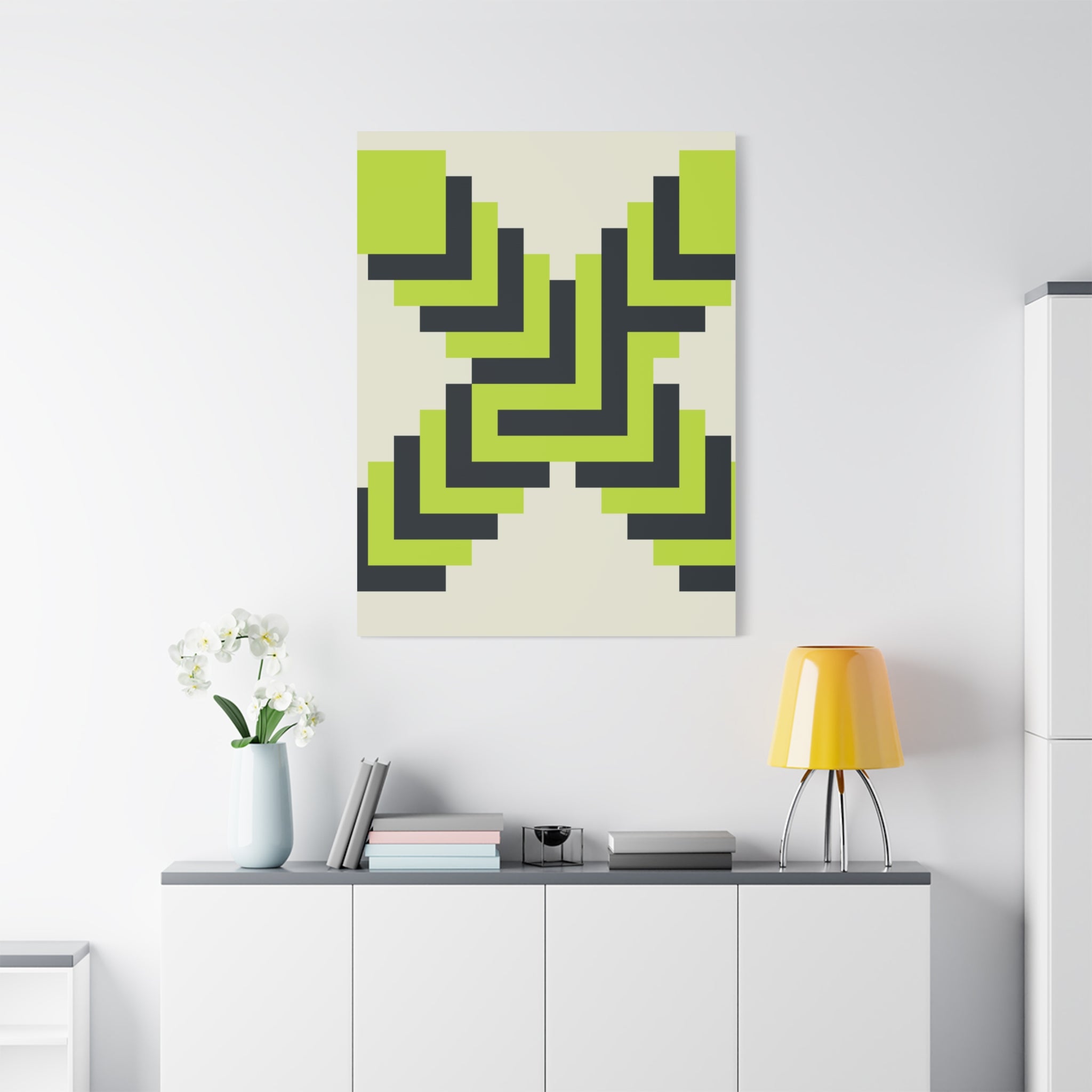 Geometric X Canvas Art - Teal & Lime