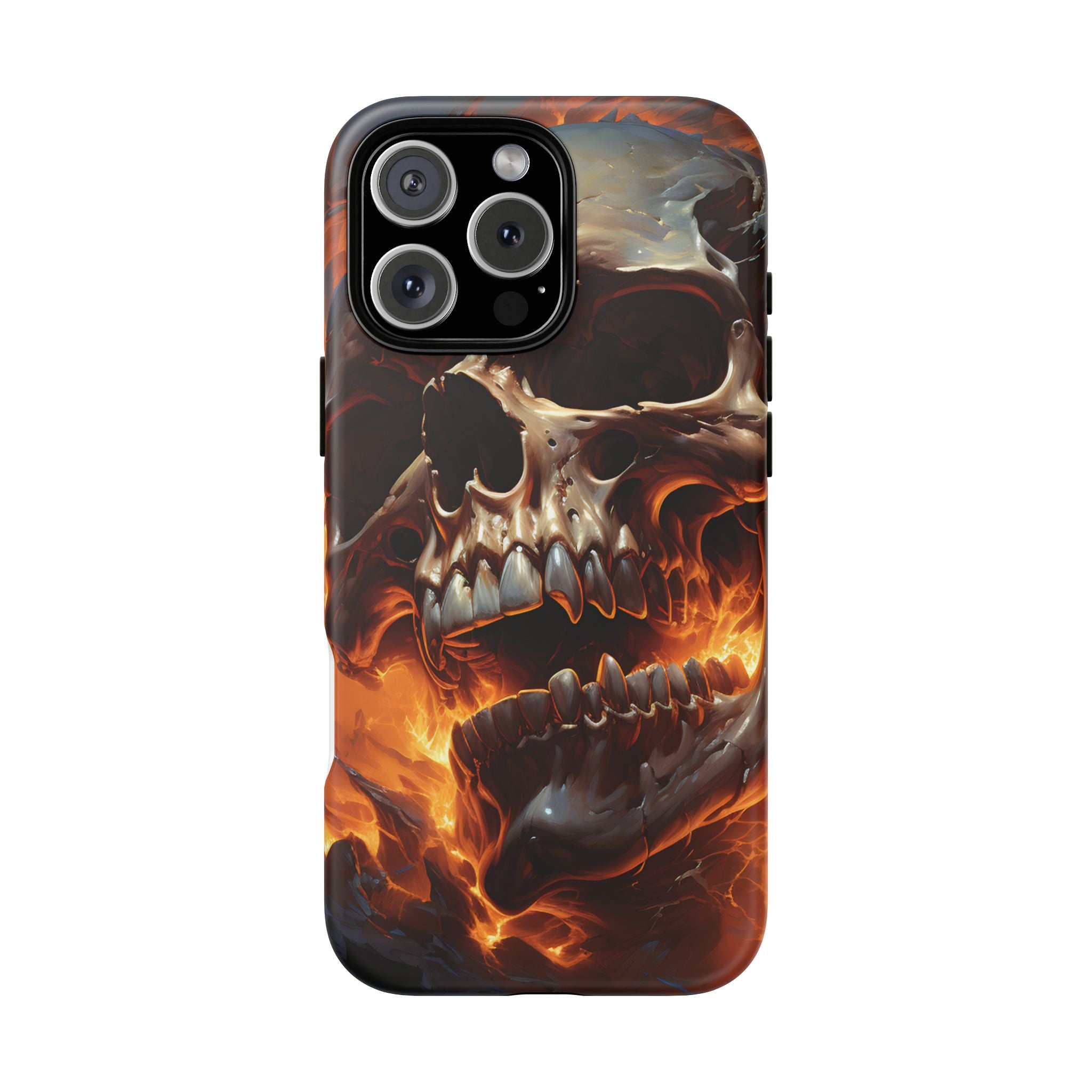 Fiery Skull Hexagon iPhone Case - Rugged