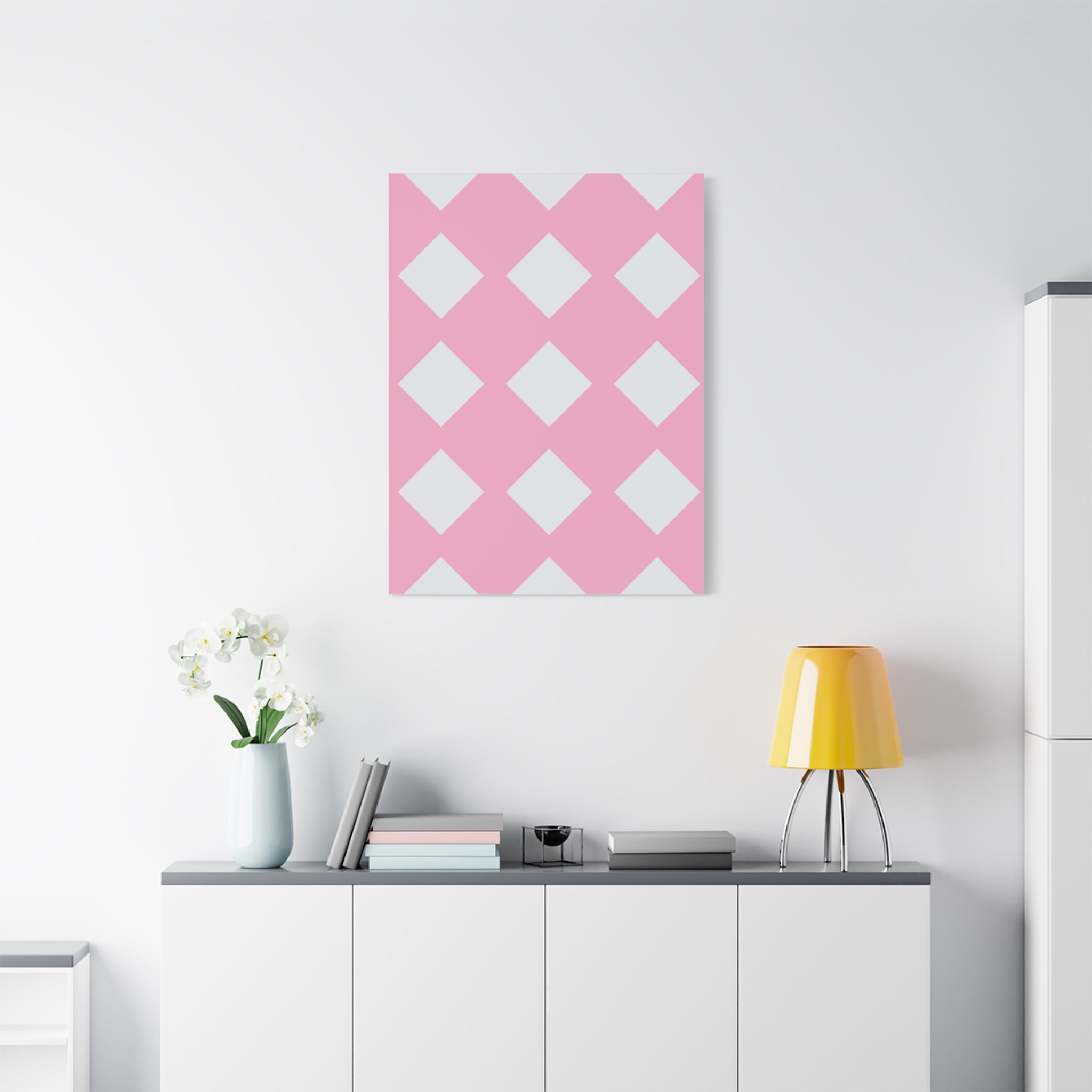 Pink & Grey Diamond Canvas Art Print