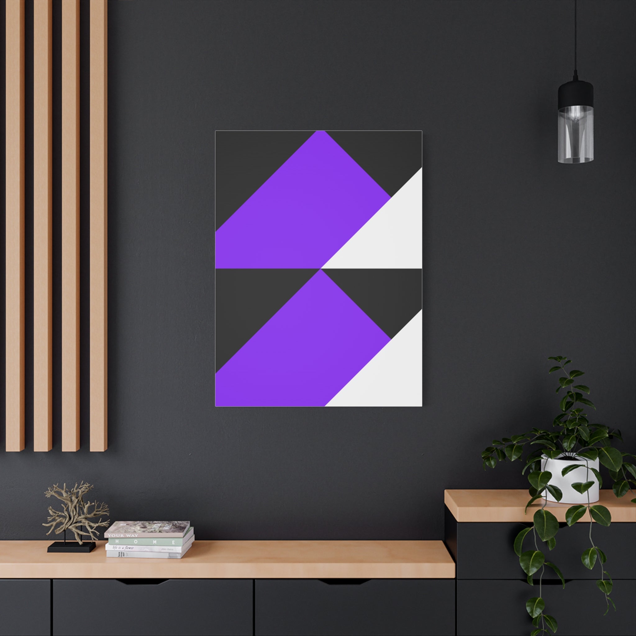 Geometric Purple Triangle Canvas Art