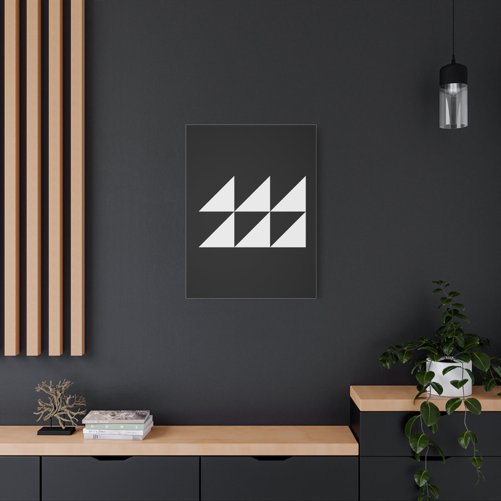 Geometric Triangles Matte Canvas Art