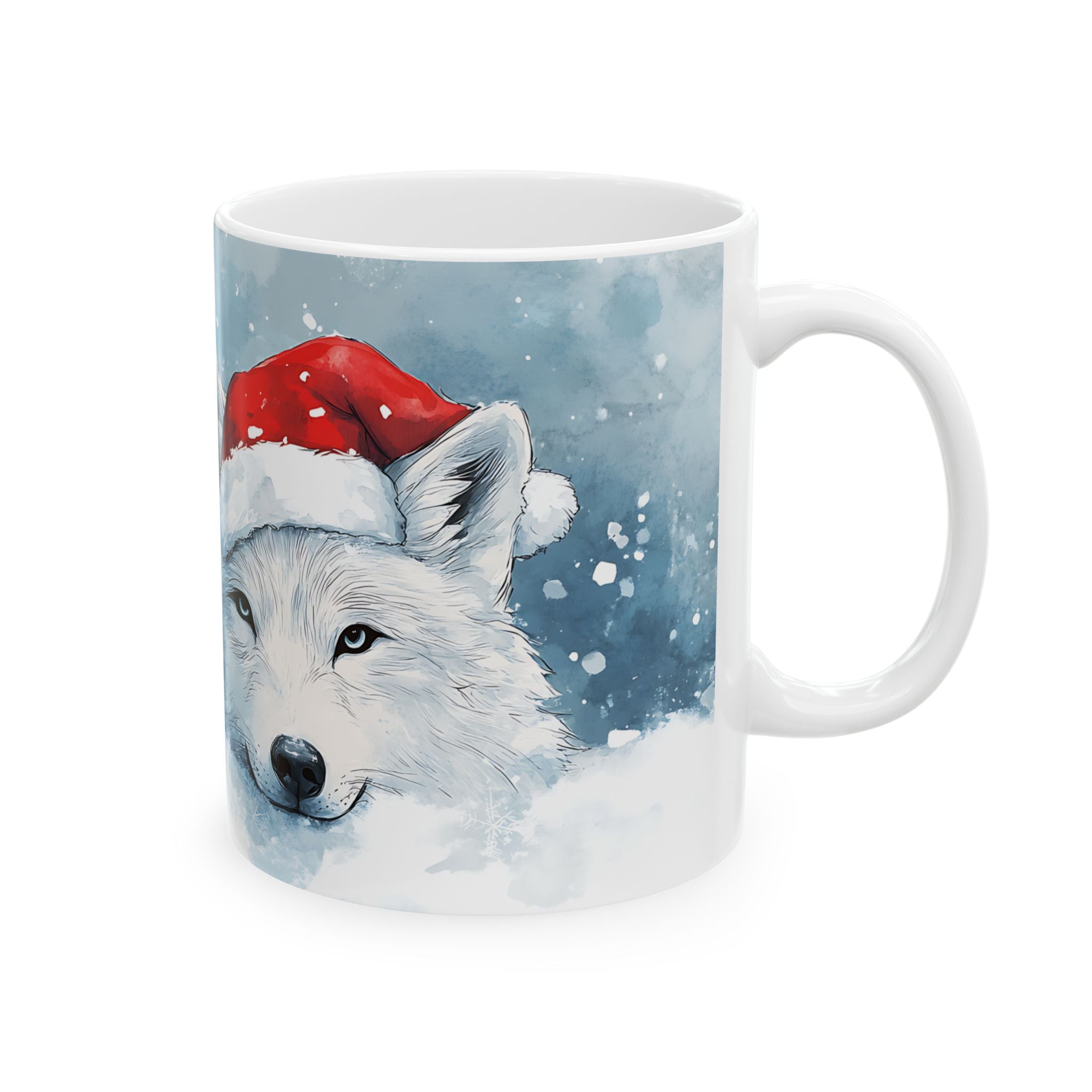 Arctic Wolf Santa Mug - Holiday Cheer