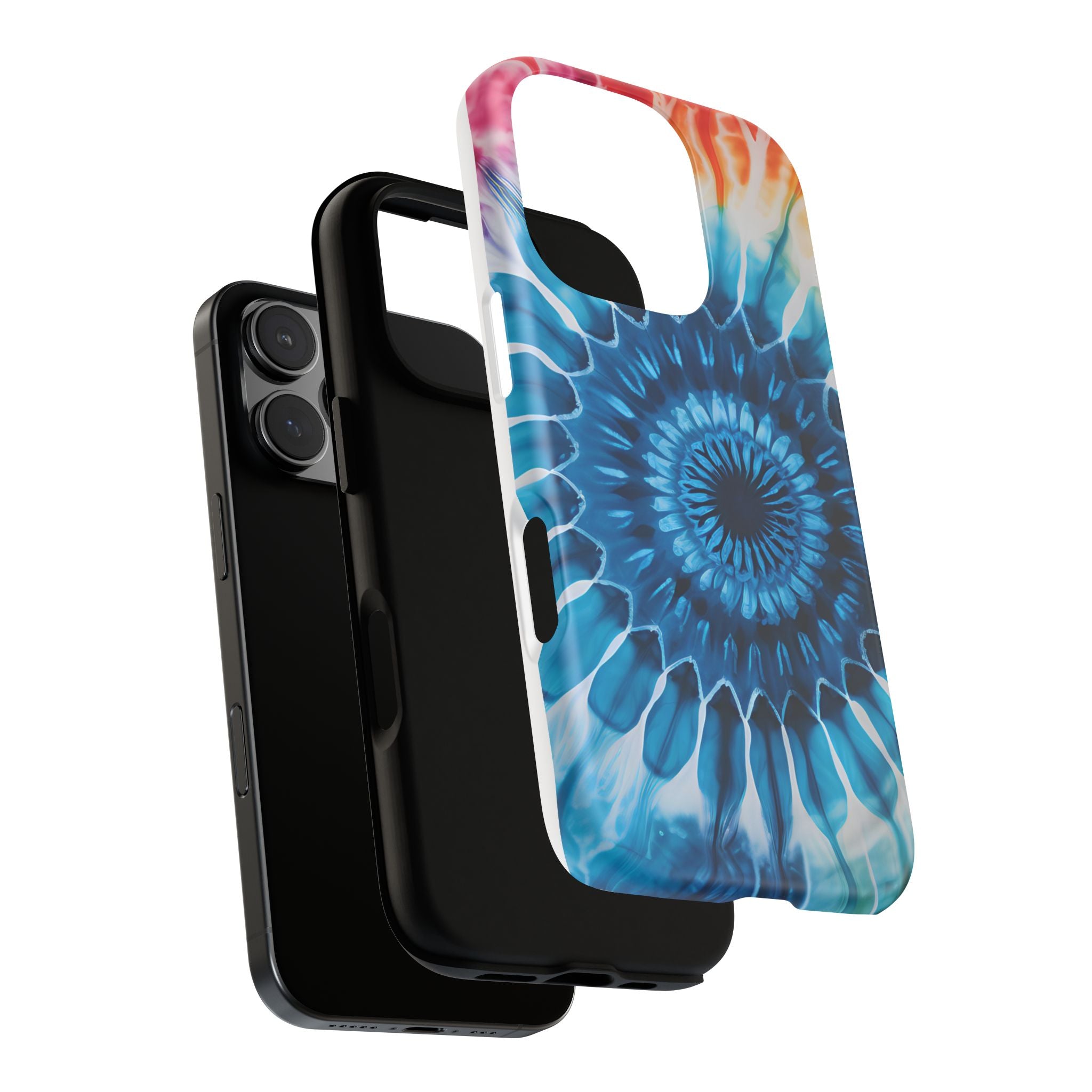 Cosmic Mandala Tie-Dye iPhone Case - Rugged Hexagon Stone