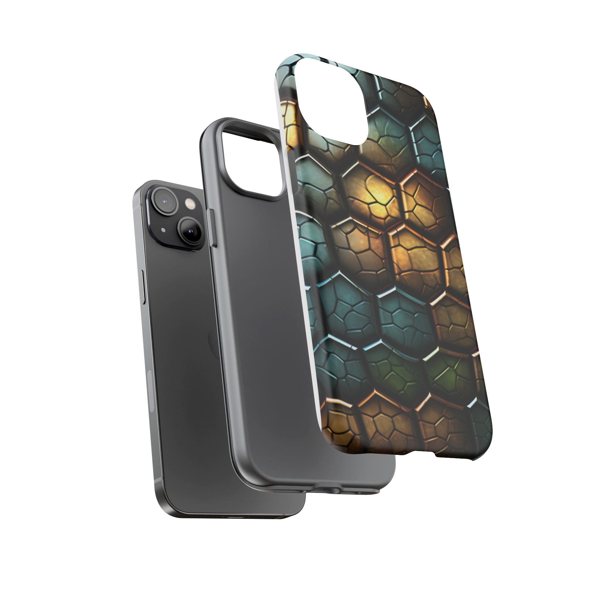 HexaScale iPhone Case: Teal & Bronze