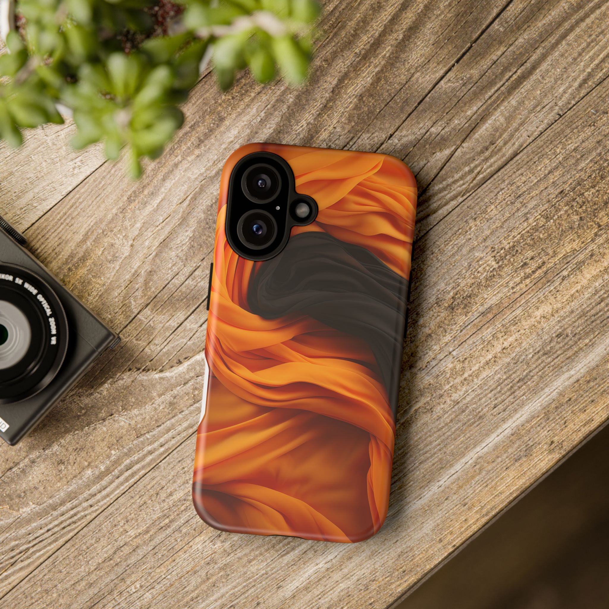 Abstract Orange & Gray Hexagon Stone iPhone Case