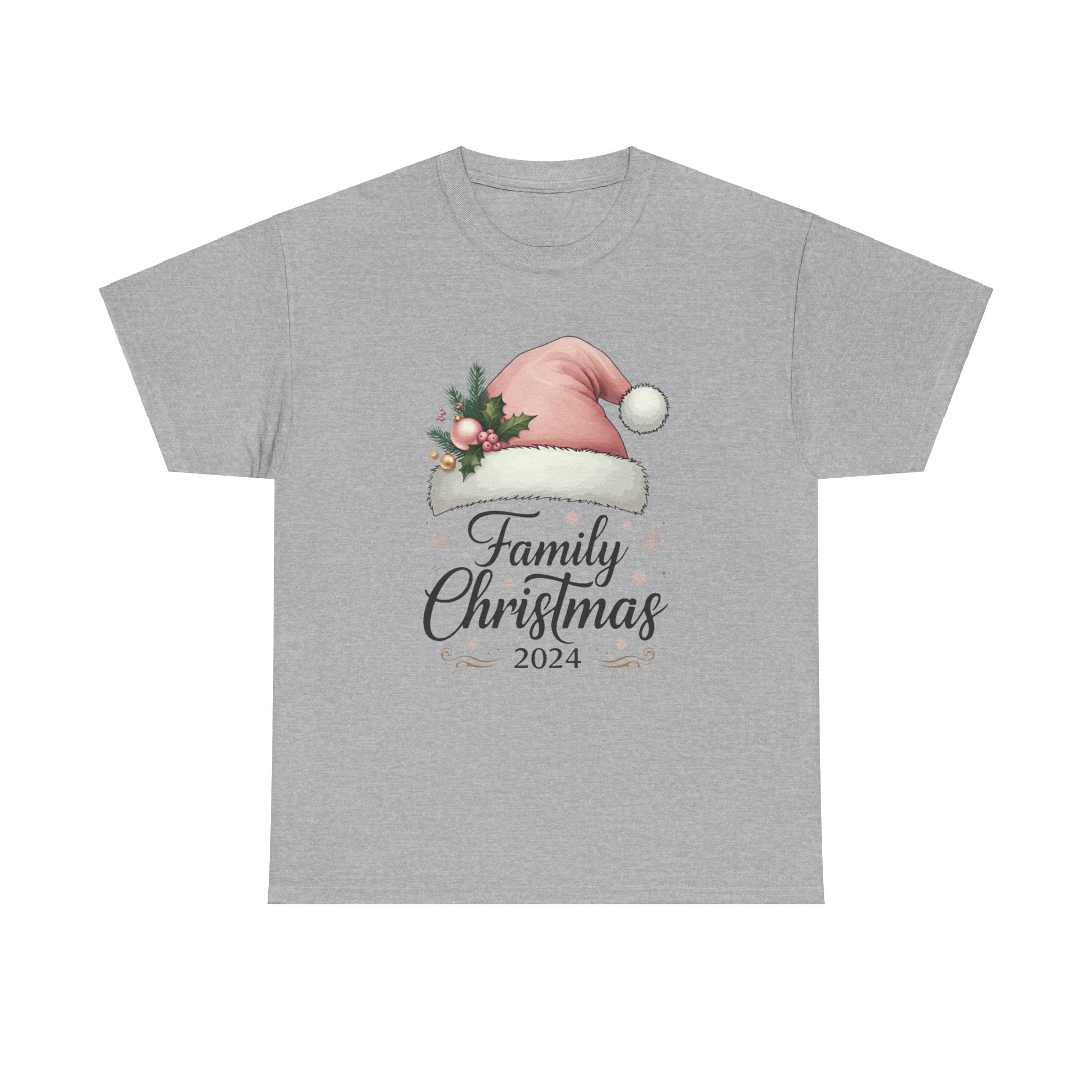 Pink Santa Hat Family Christmas 2024 Tee